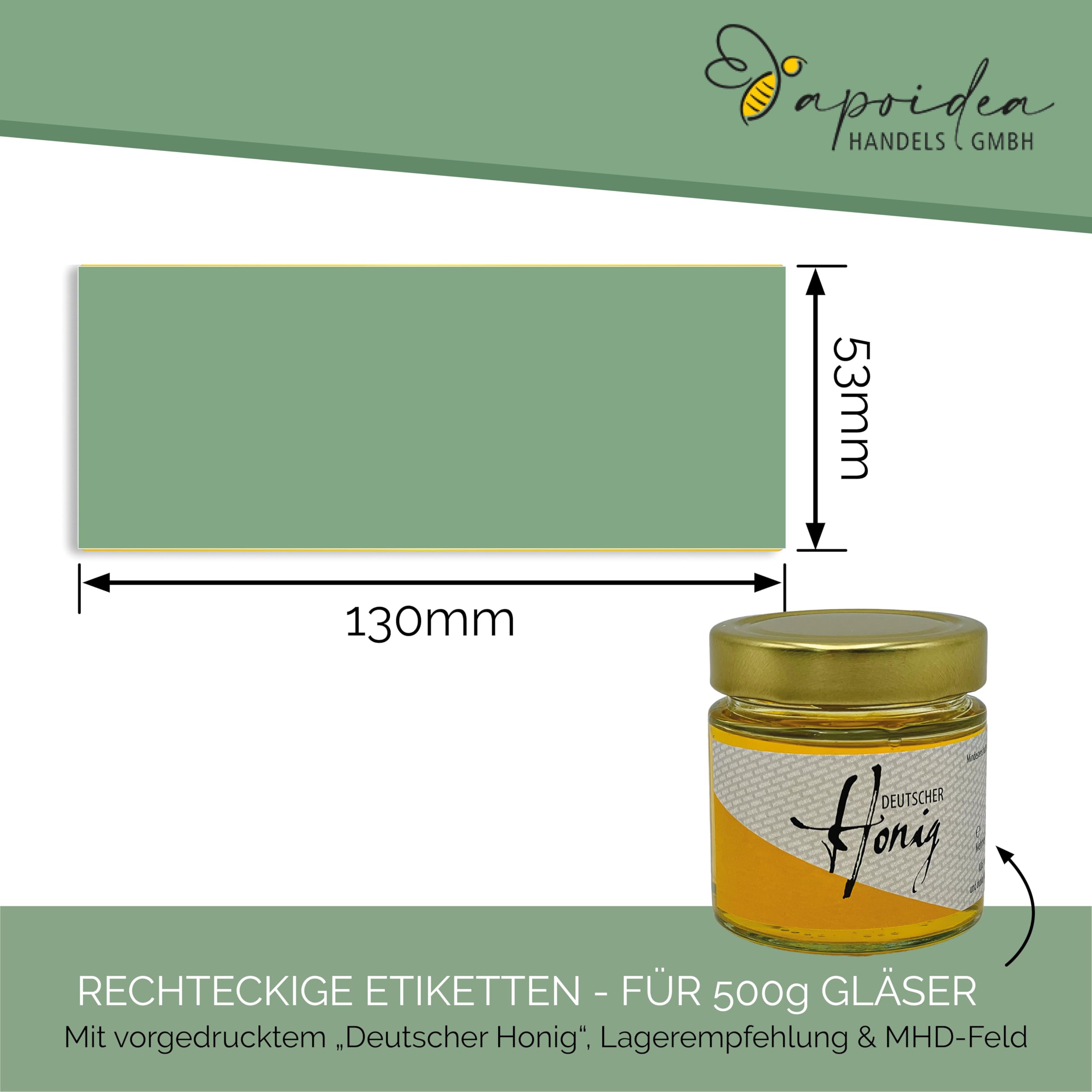 Apoidea – Honig Etiketten 500 g nassklebend – 100 Stück zum Stempeln/Etiketten Honiggläser/Honig Aufkleber für selbstgemachten Honig/Honigetiketten für Honiggläser