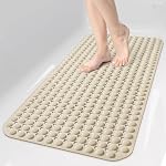 OTHWAY Tapis de douche pour baignoire, tapis pour douche intérieure, ventouses et trous d'écoulement pour le frottement des pieds, lavable en machine, doux sur les pieds, 35x16 De pouce, gris