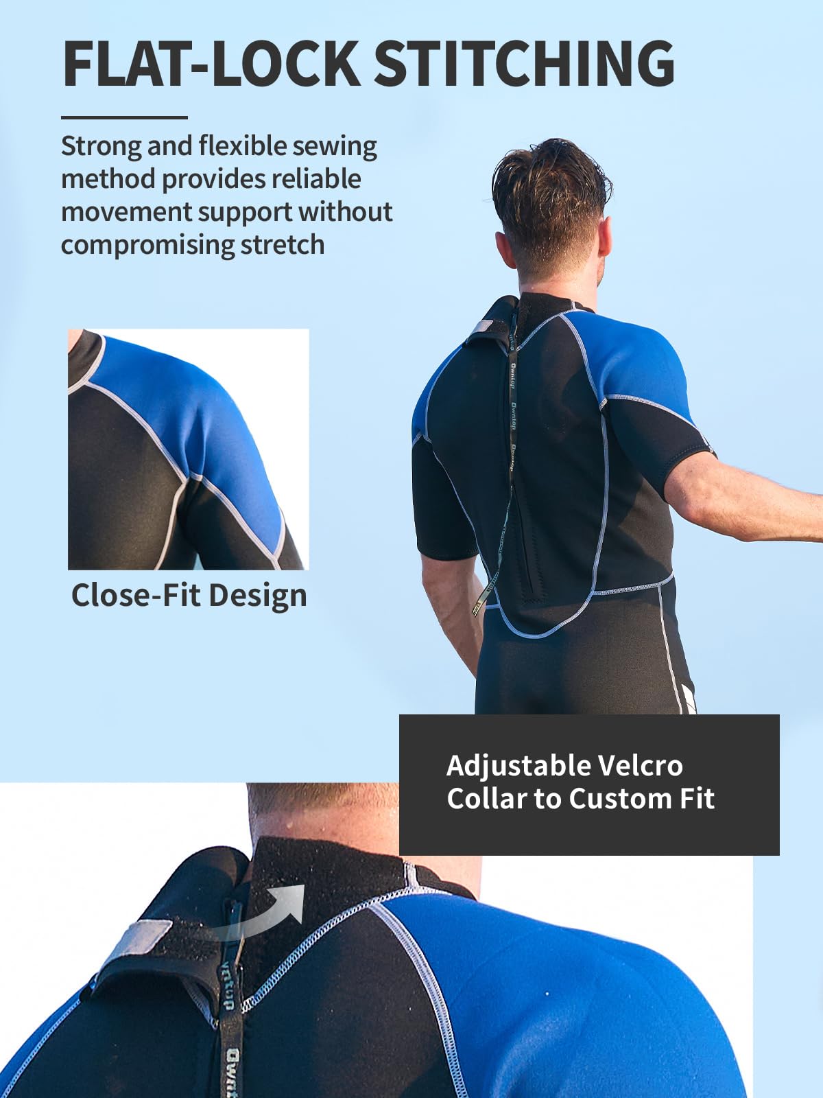 Owntop Shorty - Muta corta in neoprene, 1,5 mm, per immersioni, surf, a maniche corte, in neoprene, per sport acquatici