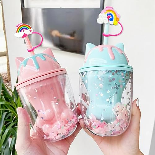 Miniatura 6 de Tapas de popote de silicona para vasos con asa, protector de tapones a prueba de polvo, reutilizables y portátiles, tapas para popotes (tapa de