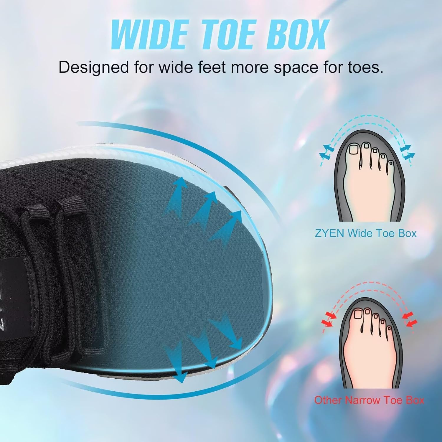 ZYEN Wide Toe Box Shoes Women Non-Slip Ultra Light Running Sneakers Extra Wide Feet Arch Support Walking Shoes Tennis Diabetes Breathable Gym Workouts 6-12 - Image 3