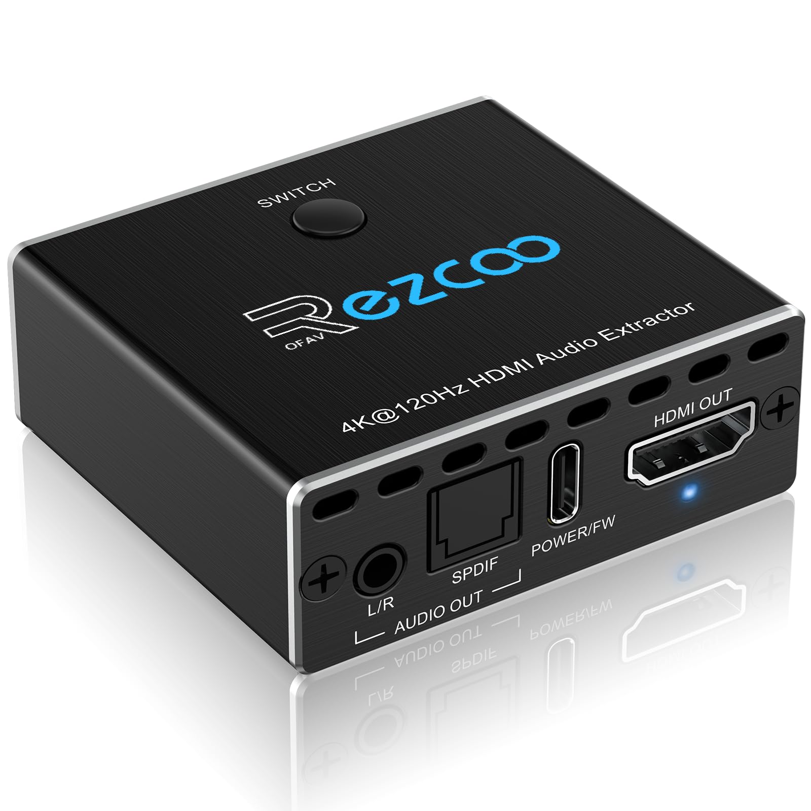 4K 120Hz HDMI 2.1 Audio Extractor 2X1 With VRR ALLM HDCP2.3 HDR10 ARC CEC - Switch 2 IN 1 OUT Converter To SPDIF Optical Stereo L/R Dolby Digital EDID For PS5 XBOX
