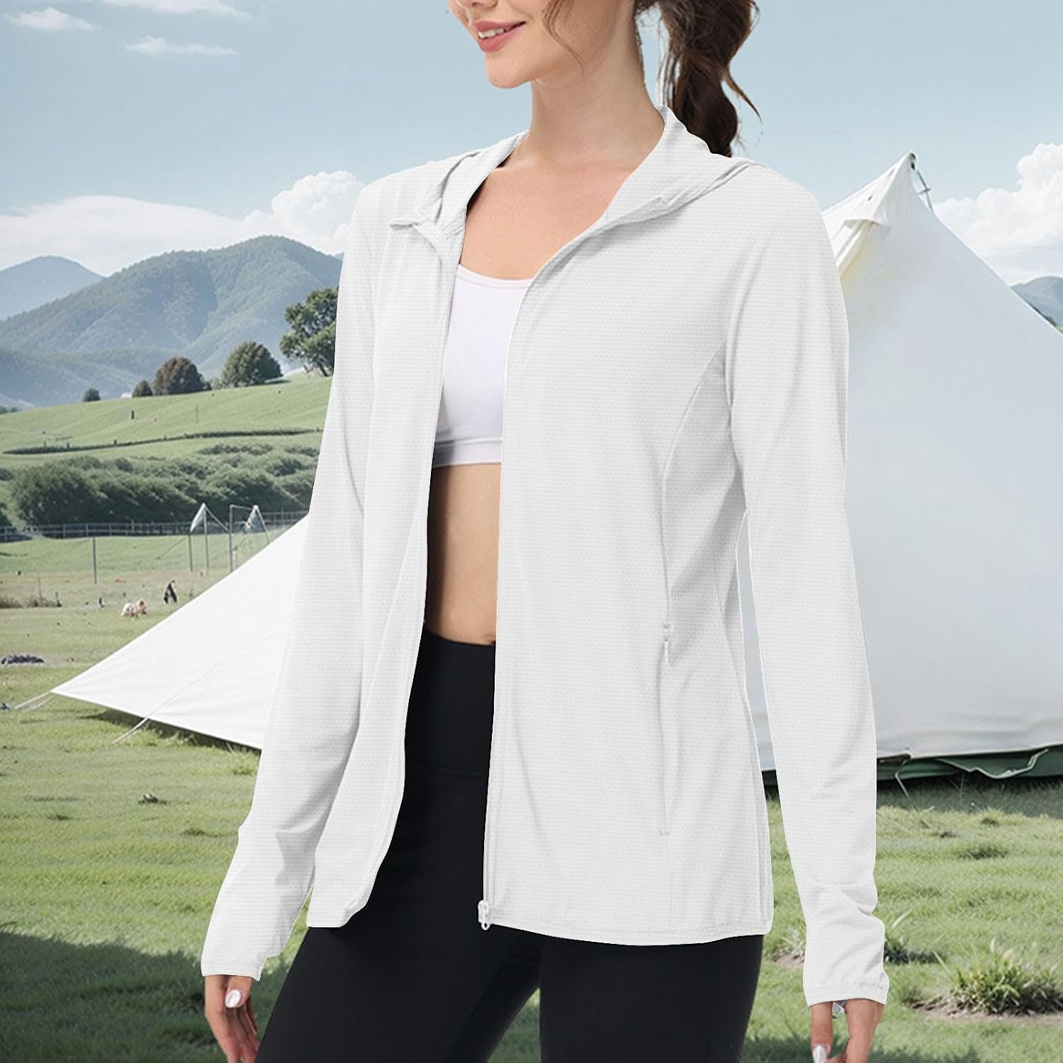 Women's Hoodies Sun Protection Jacket Full Zip Long Sleeve Quick Dry Blouse Summer Breathable Outdoor Shirts