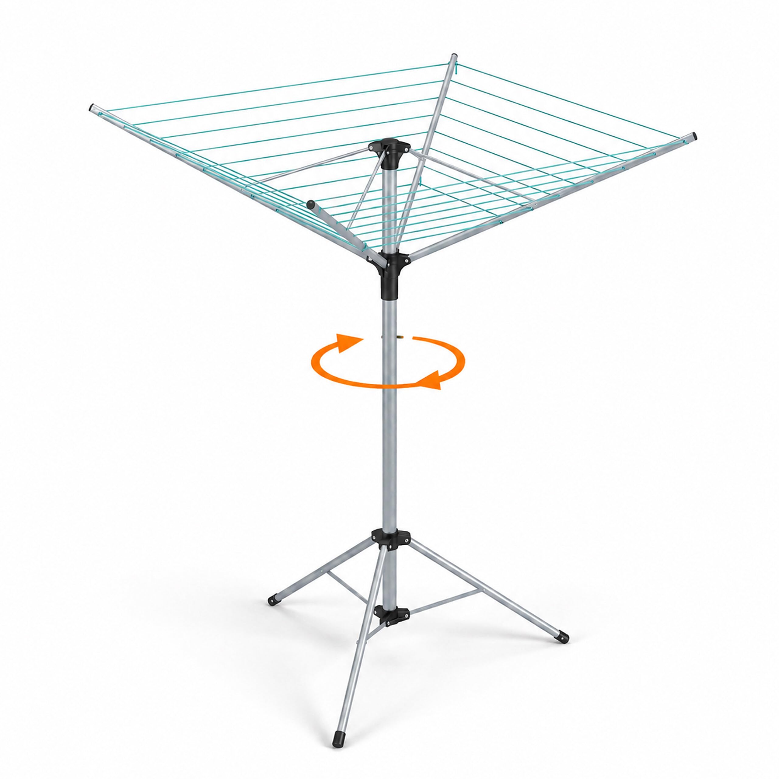 Relaxdays Stendibiancheria da Giardino, 15 m di Filo, Stendino Pieghevole per Esterni, per Campeggio & Balcone, Argento