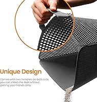 Vista 2 de Tapete para atrapar arena de gatos, extra grande, diseño de panal de abeja con doble capa, material a prueba de orina y agua, control de dispersión
