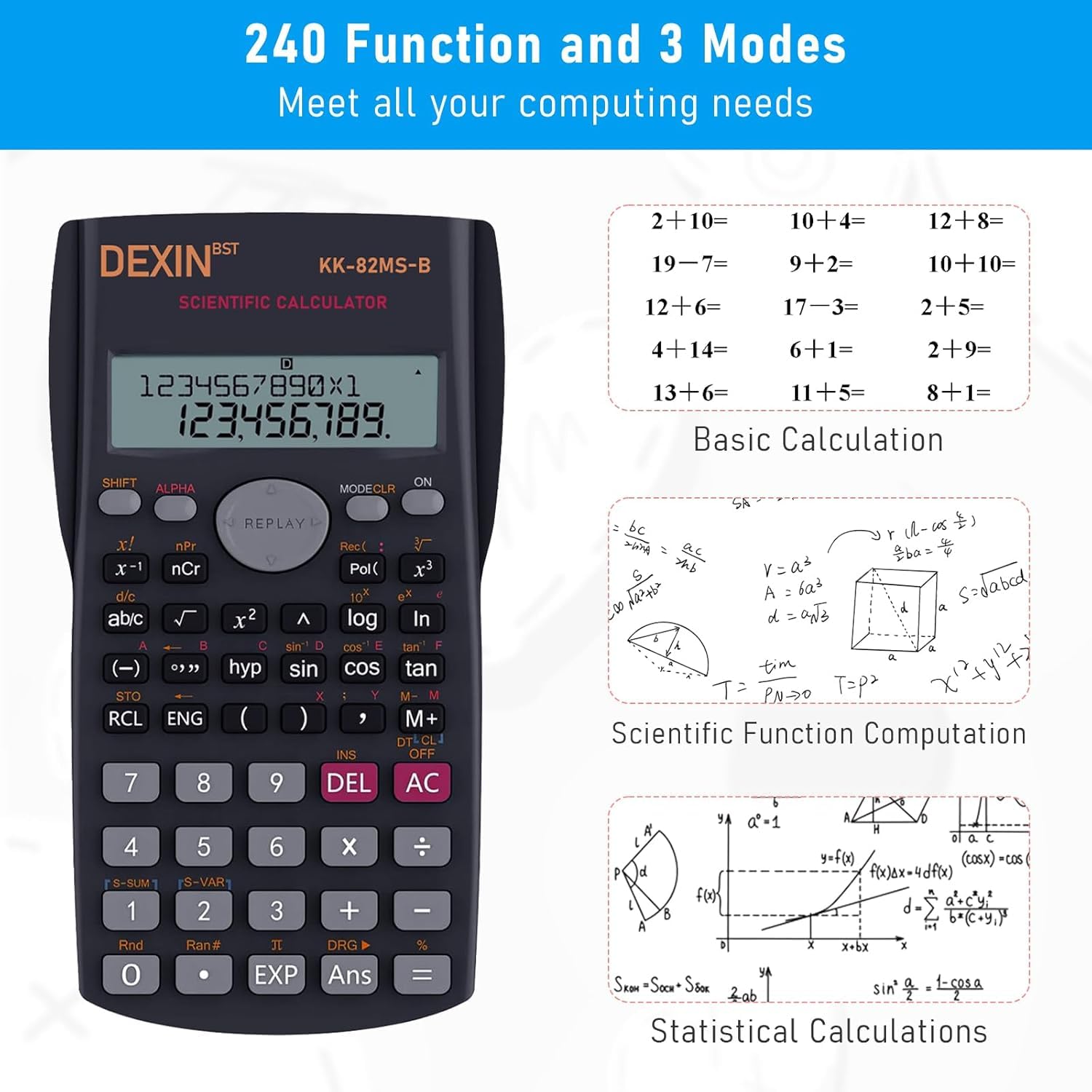Lot de 10 Calculatrices Scientifiques – Calculatrice Scientifique à Grand Écran à 2 Lignes, Multifonction pour Étudiants, Enseignants, Algèbre, Chimie, Finance, Construction, Bureau, École et Affaires