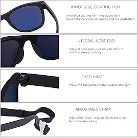 MAXJULI Baby Infant Sunglasses Safe, Soft, With Adjustable Strap 0-24 Months BPA Free (Blue/Black)