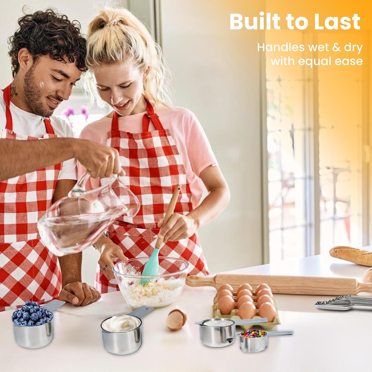 21 Pieces YUNNKEEY Measuring Cups and Spoons Set - Includes 7 Stainless Steel Measuring Cups, 8 Rectangular & 5 Mini Measuring Spoons with Leveler Fits Spice Jars, Ideal for Dry and Liquid Ingredients - Image 6