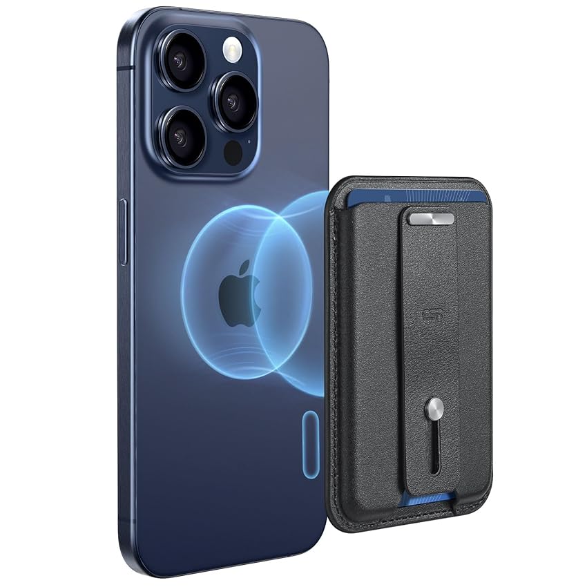 Immagine del prodotto ESR Portafoglio magnetico, Compatibile con il portafoglio MagSafe, Supporto per 3 carte, Pelle vegana, Passante sicuro per il dito, Per iPhone serie 15/14/13/12, Non per 13/12 Mini, Nero