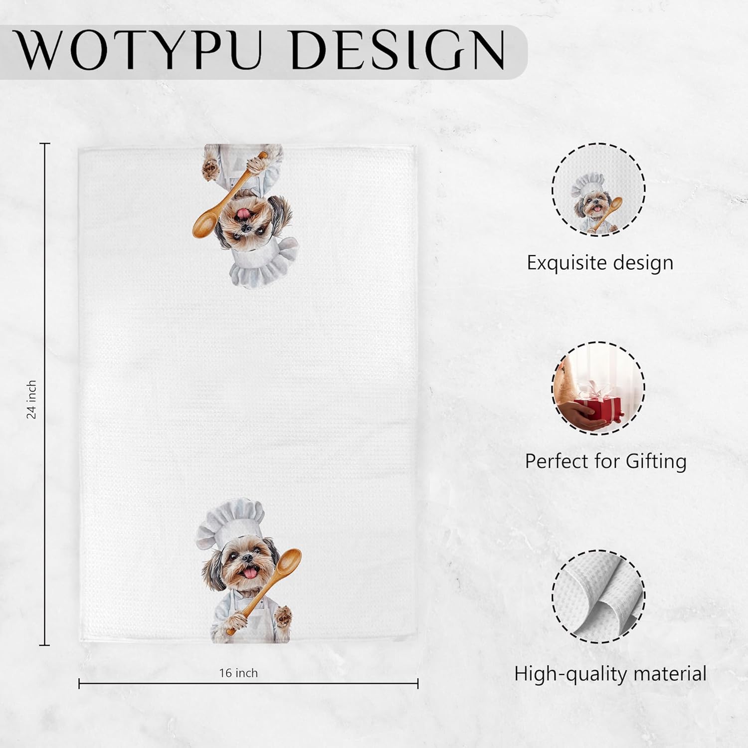 Funny Shih Tzu Chef Kitchen Towels, Shih Tzu Gifts for Women Men, Dog Lover Gifts Dish Tea Towels for Kitchen, Gift for Chef Decorative Hand Towel, 16x24 Inch Set of 2 - Image 6