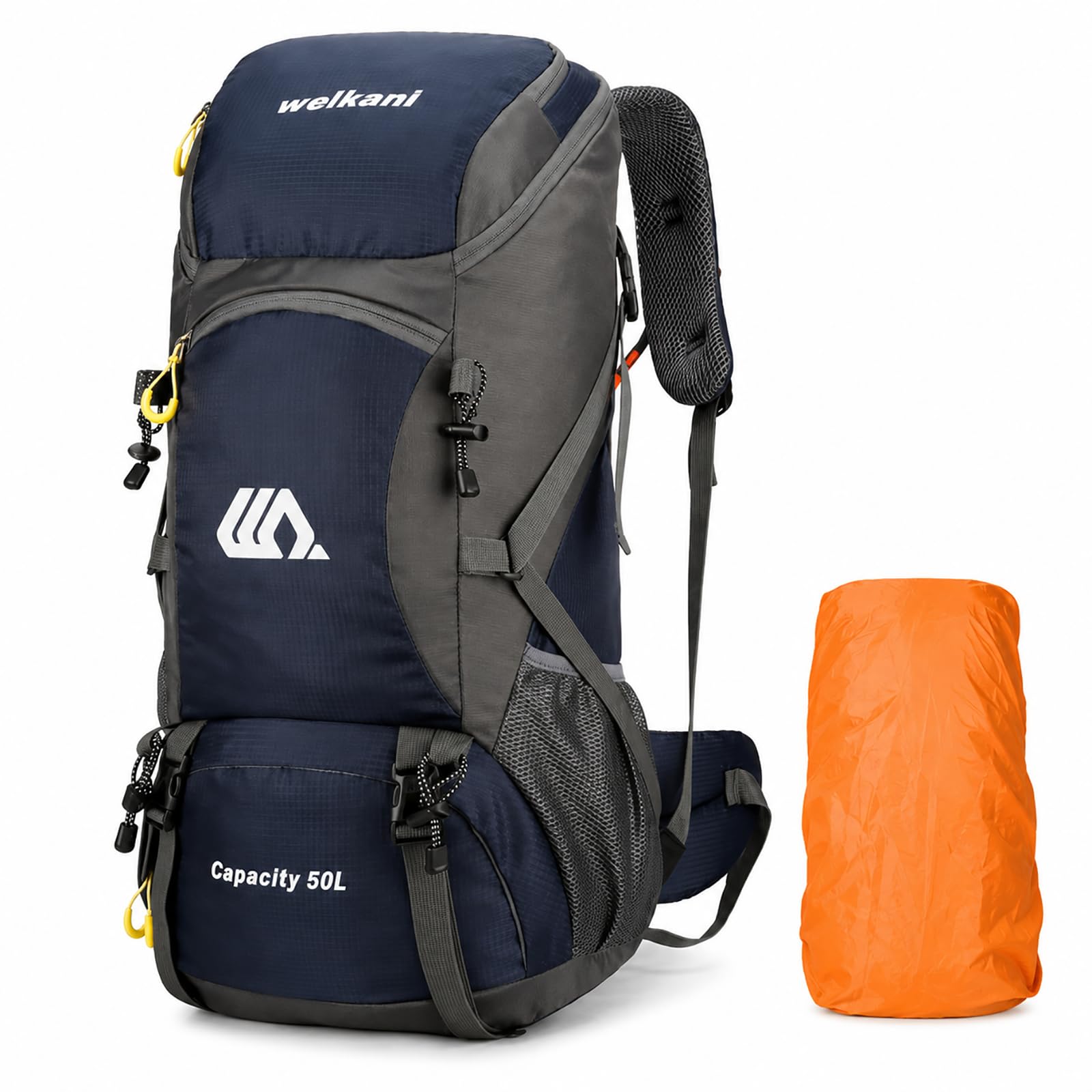 50L Wanderrucksack mit Regenschutz Wasserdicht Leichtes Camping Outdoor Sport Trekking Klettern Skifahren Reisetasche