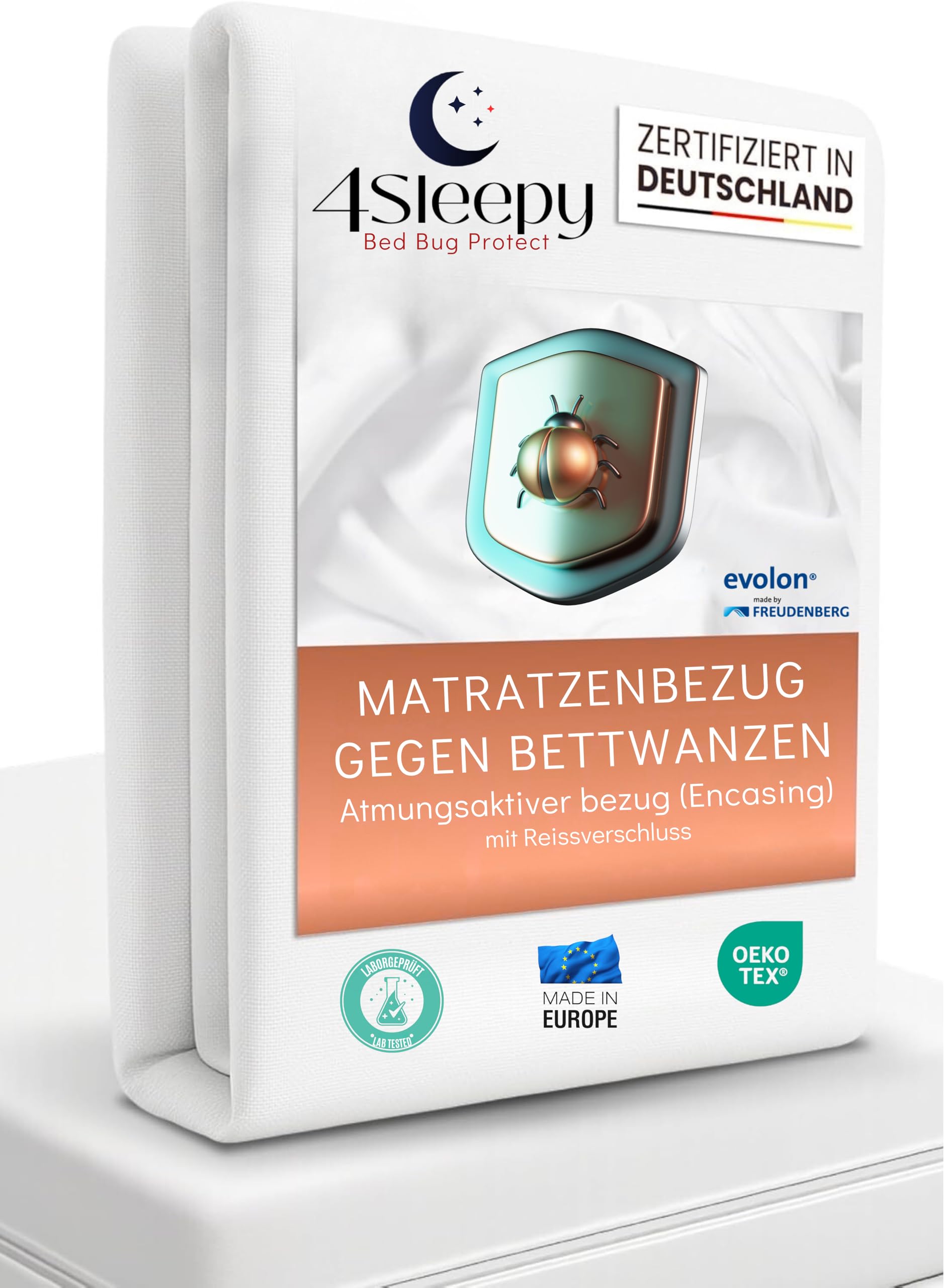Matratzenhülle 140x200x20 gegen Bettwanzen und Milben | Encasing Öko-Tex | Anti-Milben Reißverschluss | Allergiker Matratzenbezug | Zertifiziert in Deutschland