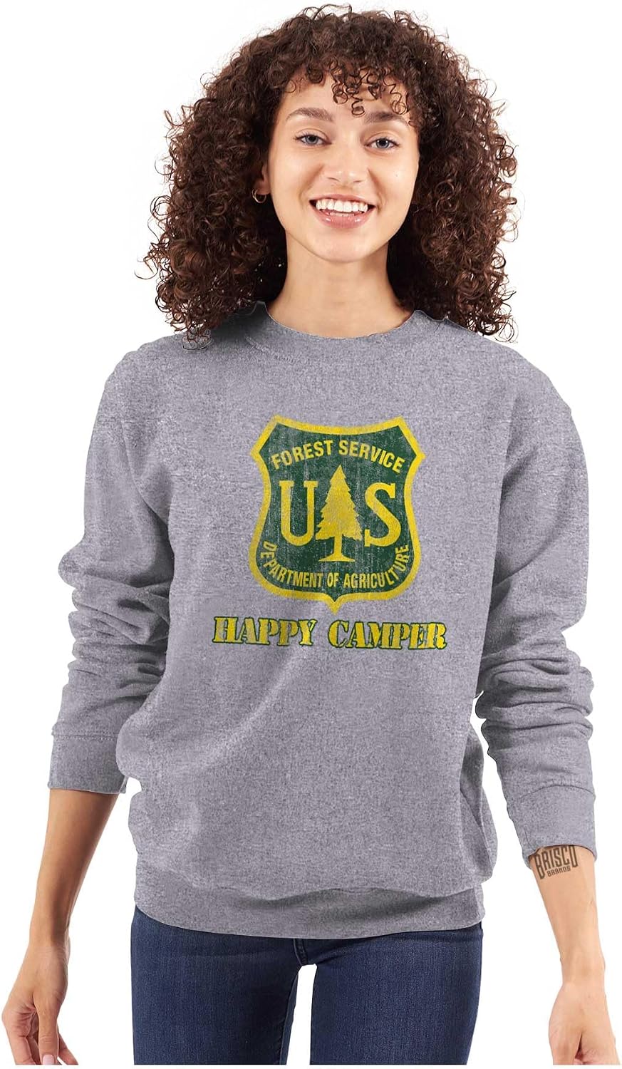 Brisco Brands Happy US Forest Service Camper Sweatshirt for Men or Women