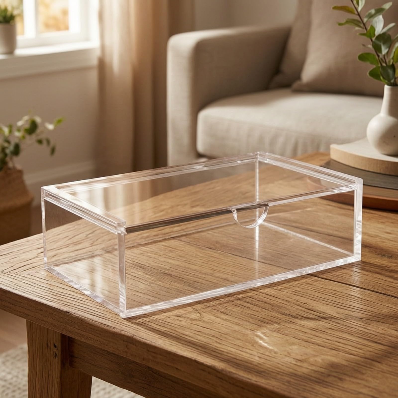 predolo Caja Almacenamiento Fichas con Tapa Extraíble Rectangular Caja Expositora Fichas Fácil Acceso Estuche para Estanrías, Doble Capa