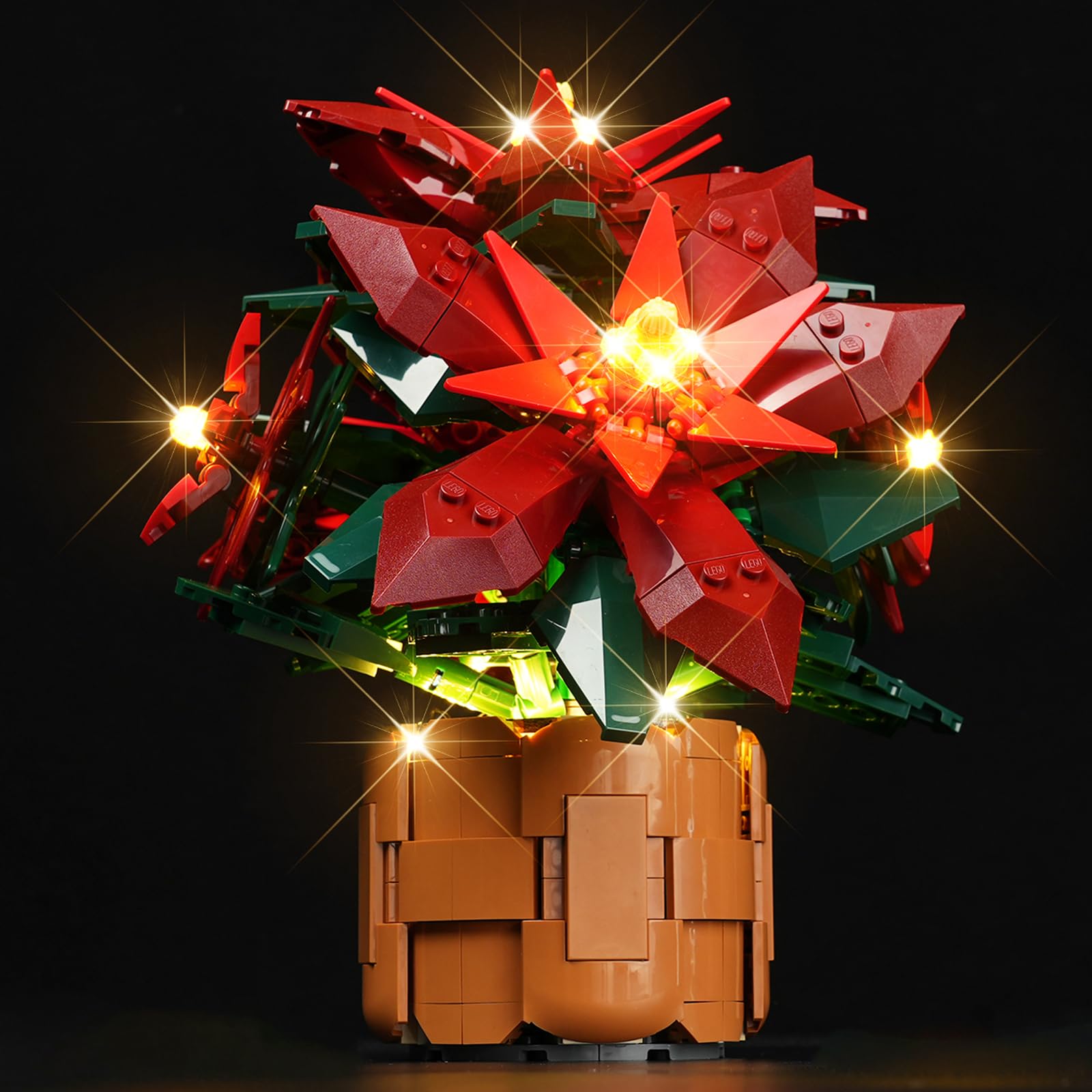 Rorliny LED Lighting Kit Compatible with Lego Poinsettia Flower Décor (No Lego Models), Giving Light to Model, Creative Lights Decoration for Lego Icons 10370