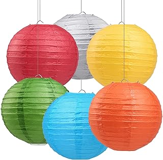 LIHAO 6pcs Colorful Paper Lanterns, 8" Chinese Hanging Paper Lanterns for Classroom Party Wedding Birthday Halloween Xmas ...