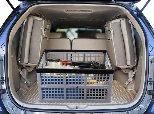 Miniatura 6 de Parlynie Paquete de 2 cestas plegables grandes de 40 L, cajas plegables de plástico, color gris