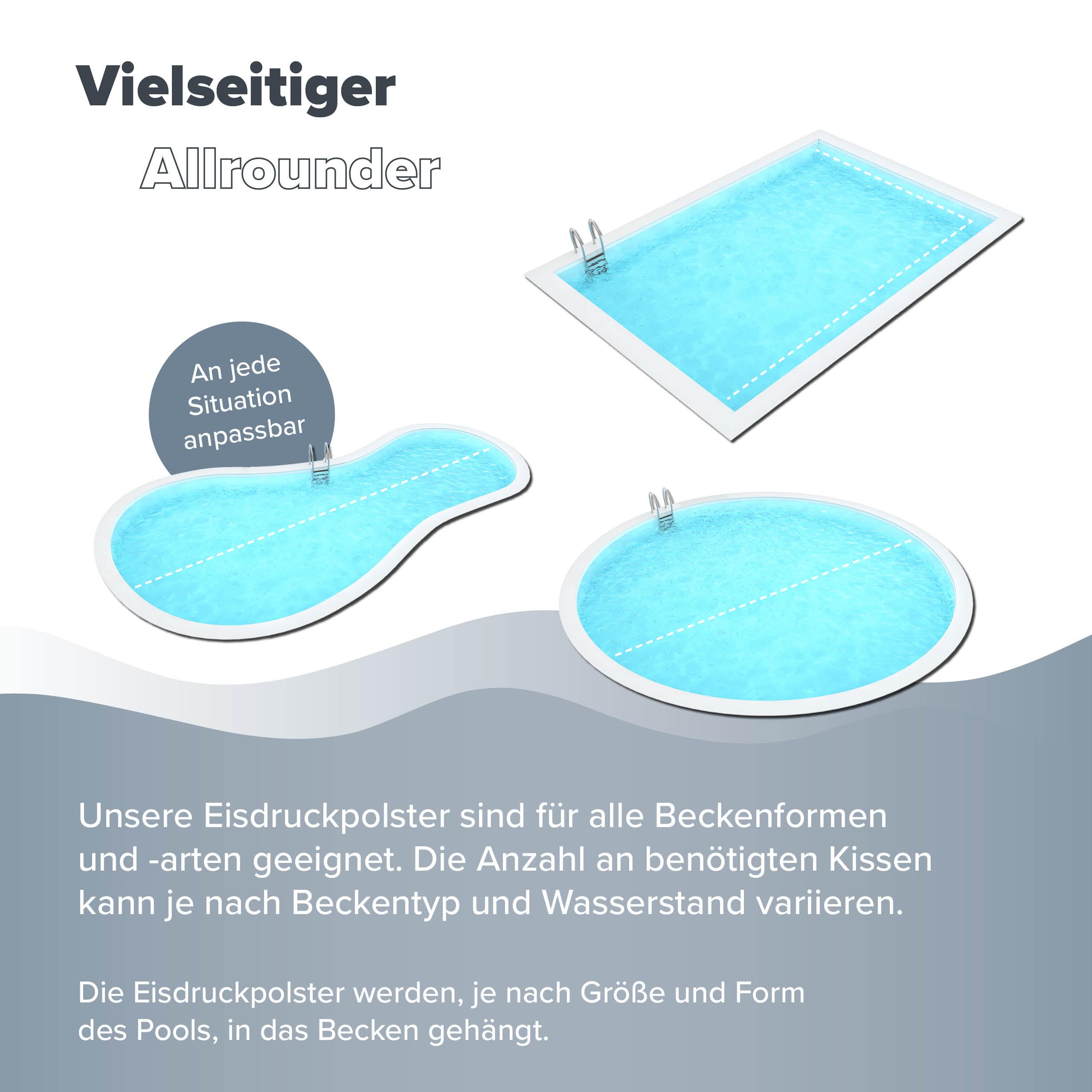 5er Set Eisdruckpolster für Pool – Frostschutz für Schwimmbecken – Robustes PE, mit Quarzsand gefüllt – schützt Beckenwände vor Eisdruck im Winter