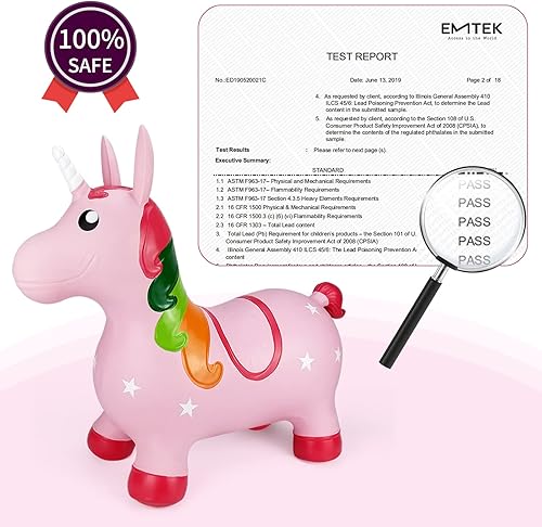 Miniatura 5 de INPANY Juguetes de Caballo Saltarín de Unicornio, Caballito Inflable para Niñas, Animales Saltarines, Saltador de Goma para Montar, Juguetes