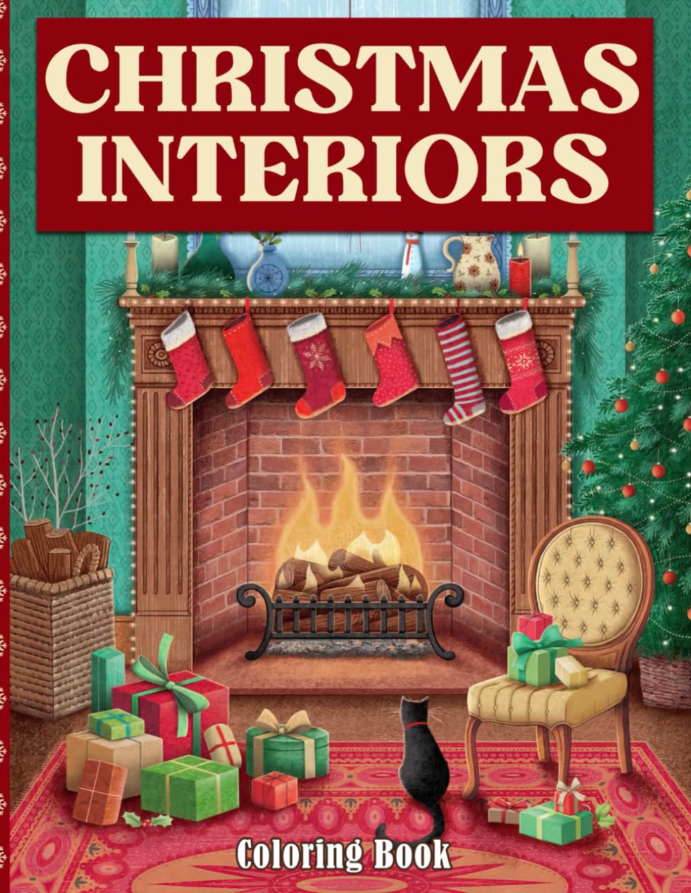 Christmas Interiors Coloring Book: Peaceful Festive Interior Designs Coloring Pages with Inspirational Home, Fun Room Ideas, and Beautifully Decorated Houses for Teens, Adults Relaxation