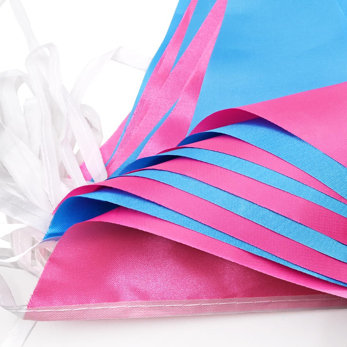 Guirlande Fanions Roses 20 M – 52 Drapeaux Réutilisables Imperméables, Mariage, Fête Prénatale