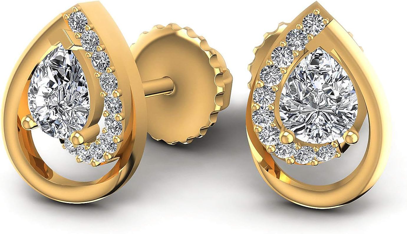 0.60 TCW Conflict Free Pear CUT Diamond Studs 10KT Yellow Gold Diamond Earrings Perfect Gift Option For Anniversary/Birthday/Wedding Winter Holiday Sale