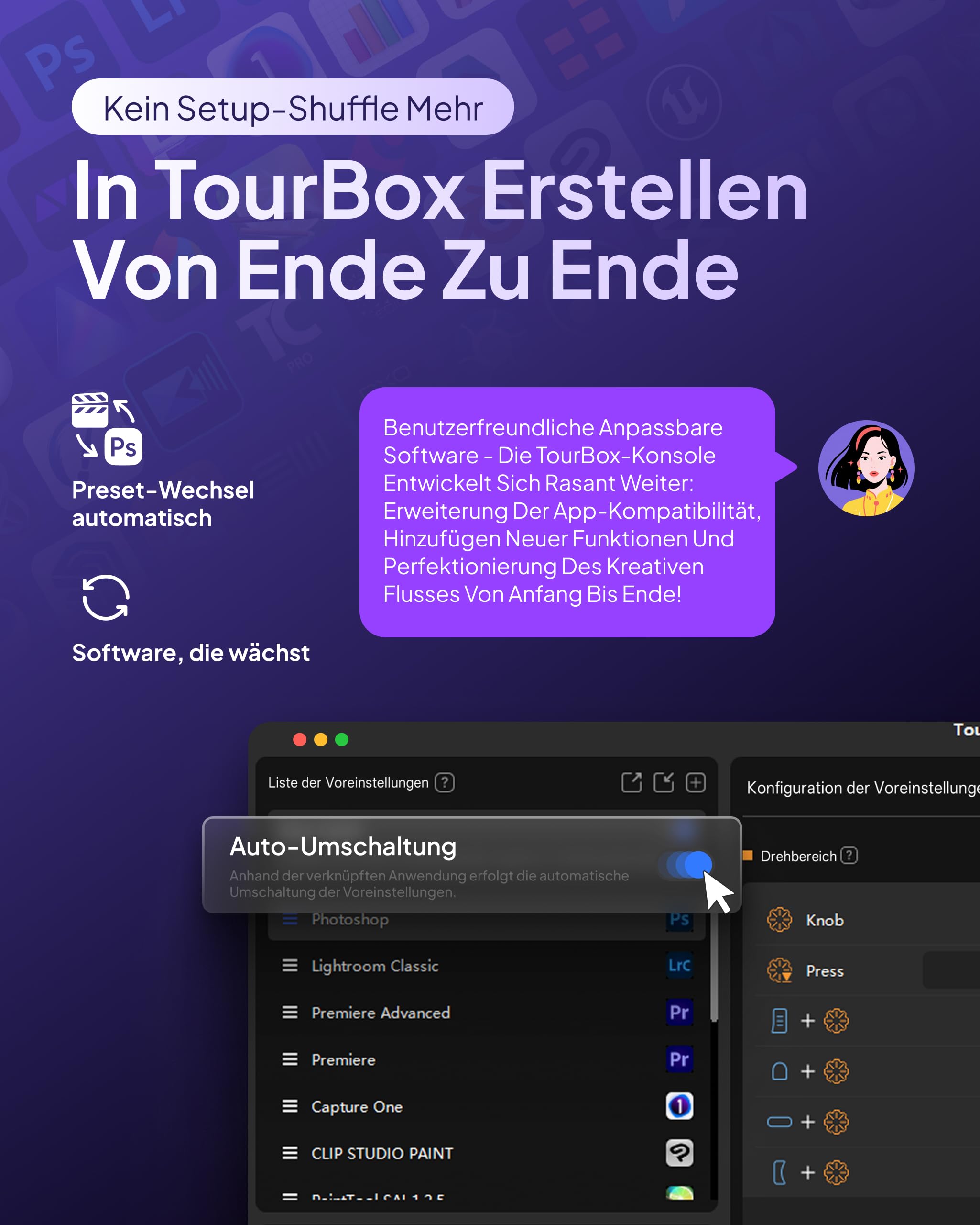 TOUR BOX Lite Bluetooth, Kompakte Bearbeitungstastatur Makro-Controller mit anpassbarer Software für Digitale Künstler, Fotografen, Editoren, Content Creator – Effizienz in Farbe (Schwarz)