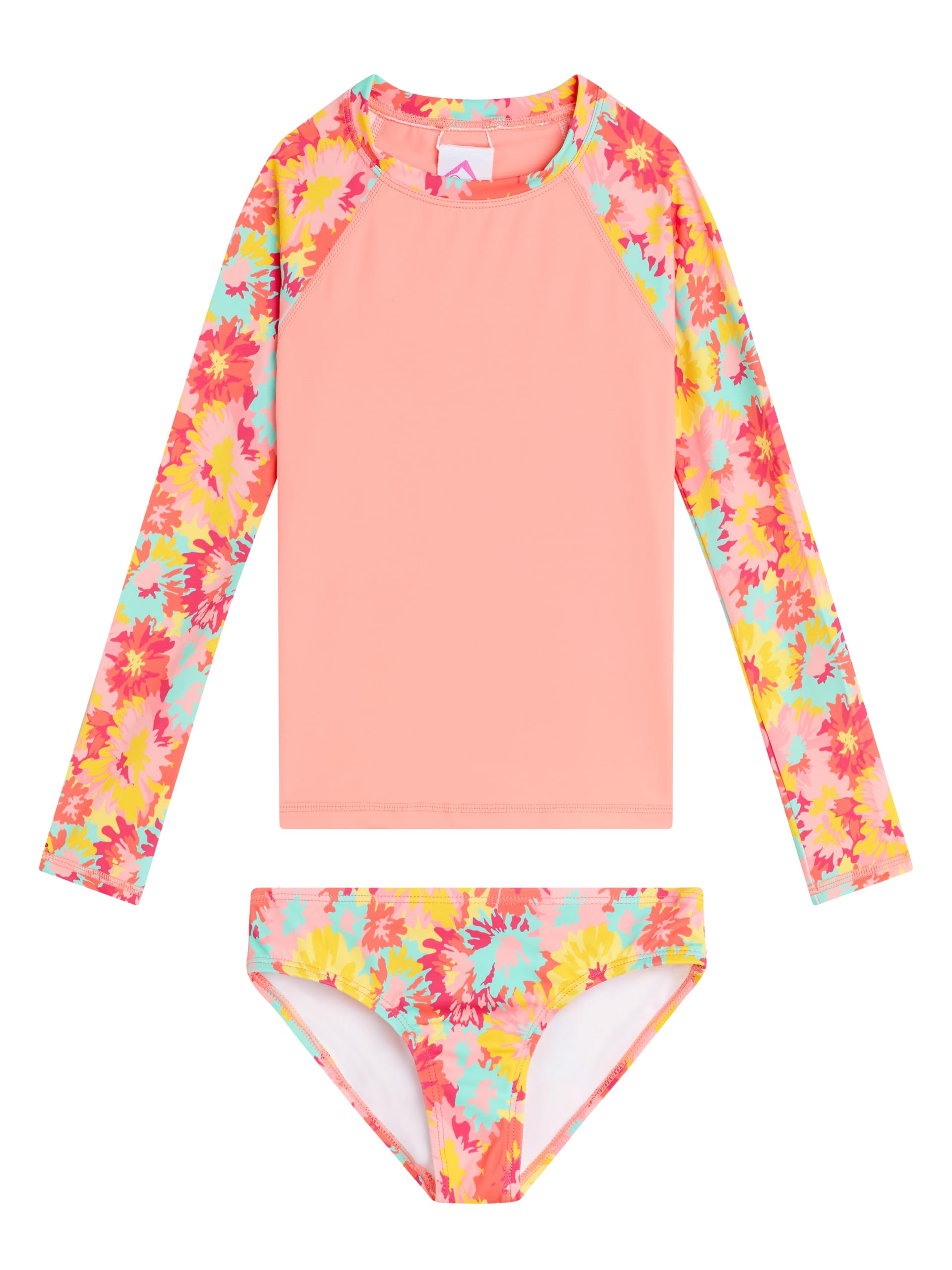 Kanu Surf Girls' Long Sleeve Rashguard UPF 50 Two Piece Swim Set