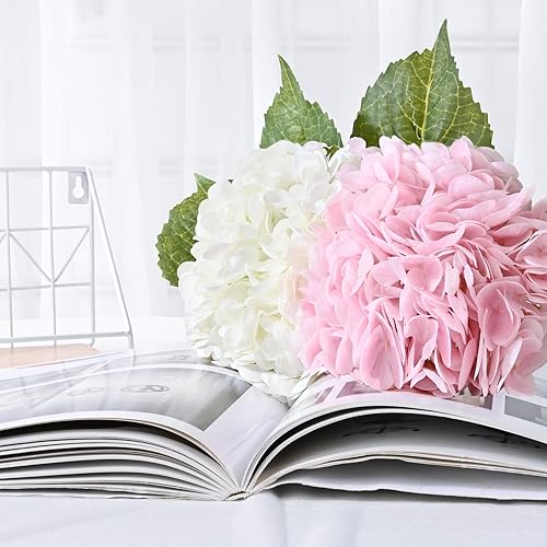 Miniatura 10 de Waipfaru 4 flores artificiales de hortensias de tacto real, flores de hortensias falsas, flores de hortensias artificiales de látex de 21 pulgadas