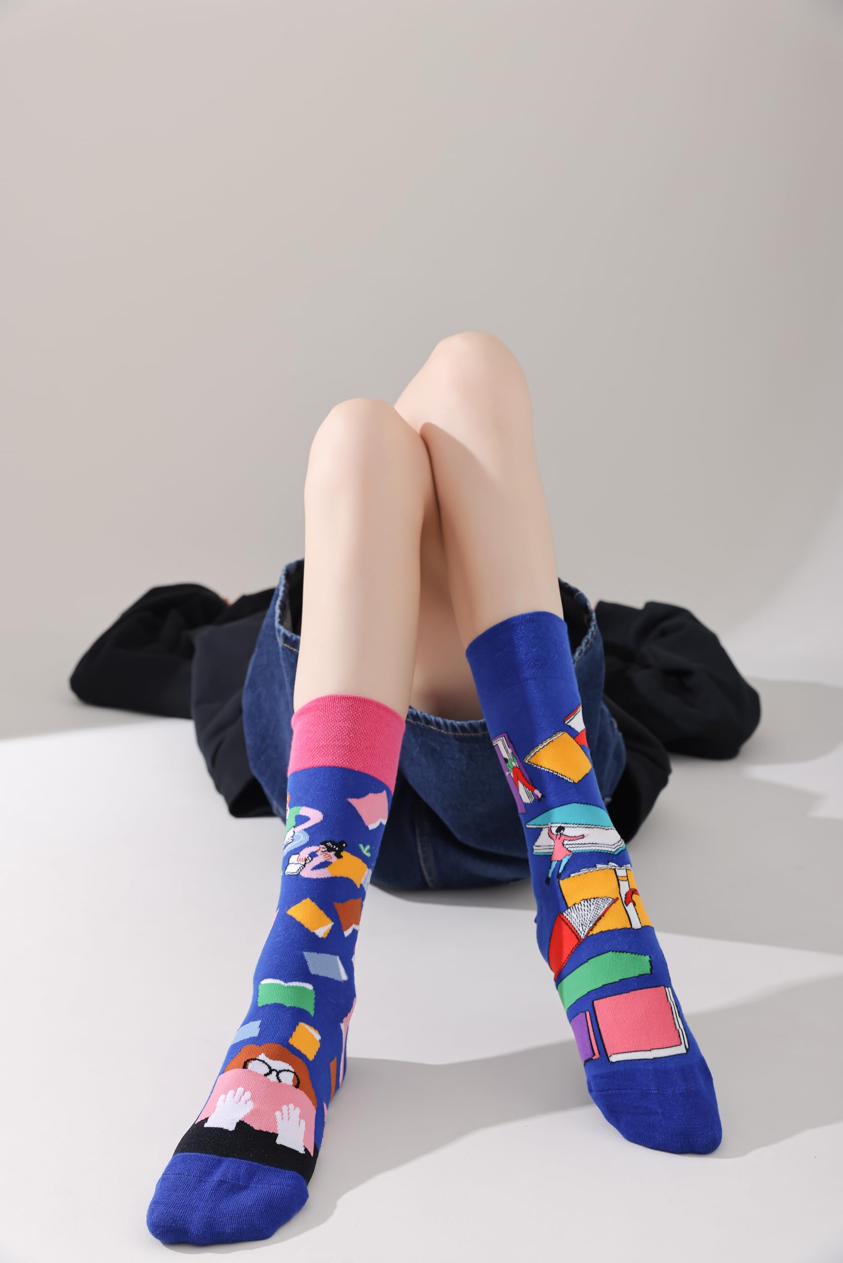 Calcetines Divertidos Unisex para Mujer y Hombre con Diseños Asimétricos en Par - Temas Animales, Comida, Fruta, Deporte y Arte en Algodón - Ideal para Regalos - 2