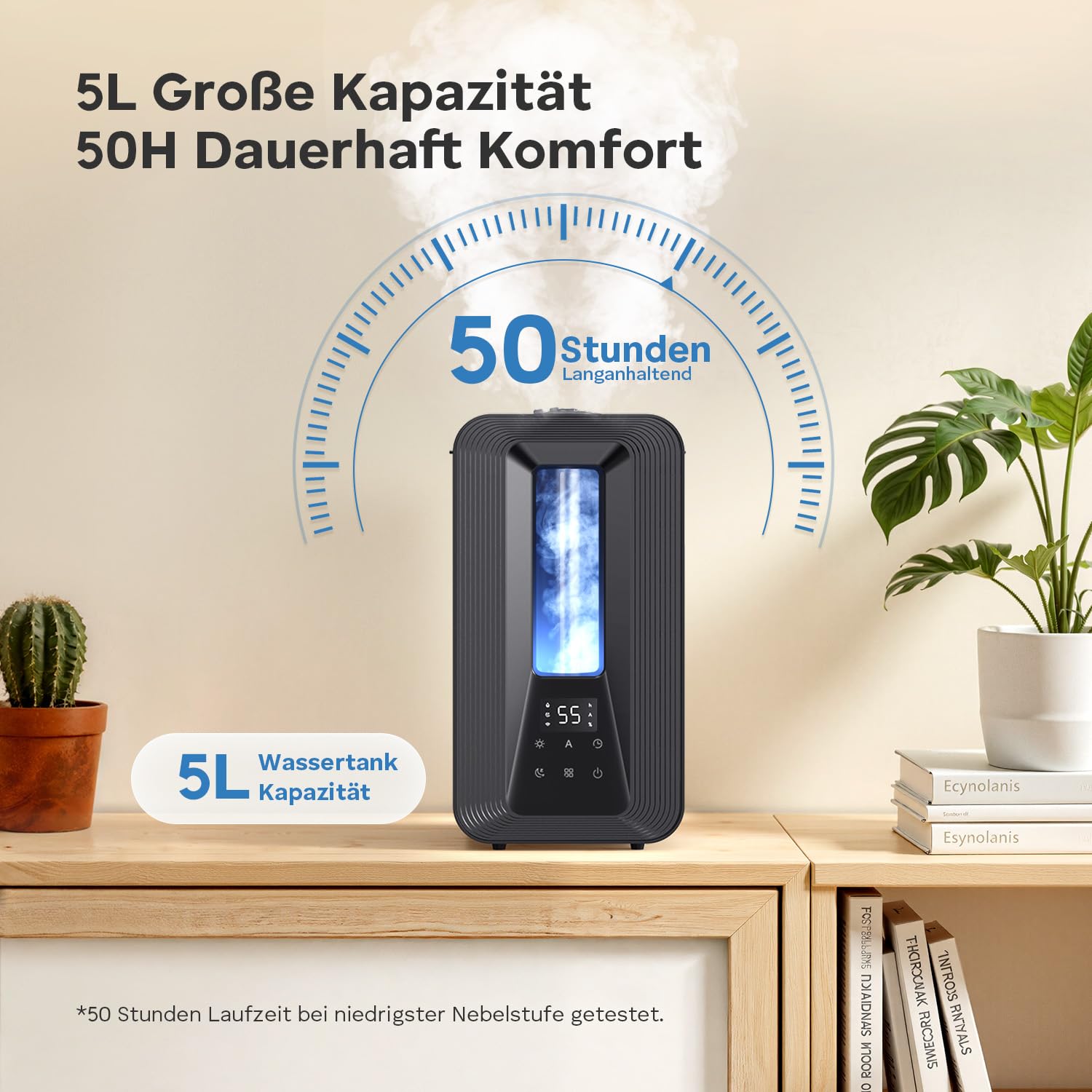 AROEVE 5L Top Fill Luftbefeuchter, Ultraschall Kühle Nebel Humidifier mit Aroma Diffuser, Smart Hygrostat, Nachtlicht, 50H/25dB Leise Raumluftbefeuchter