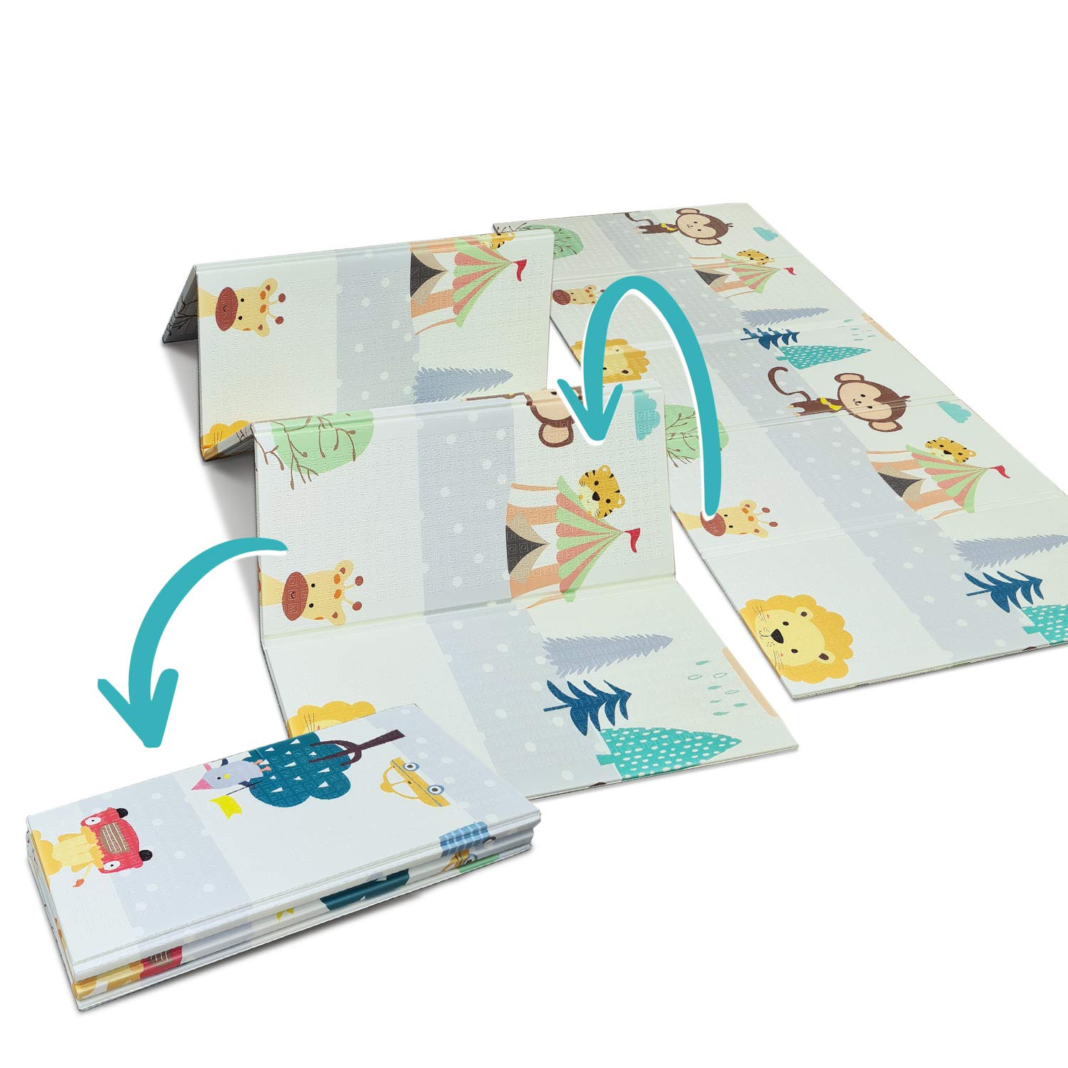 Paco Home Tappeto Gioco Bambini Gattonare Bebè Pieghevole Lavabile Reversibile Animale, Dimensione:150x200 cm, Colore:Multicolore