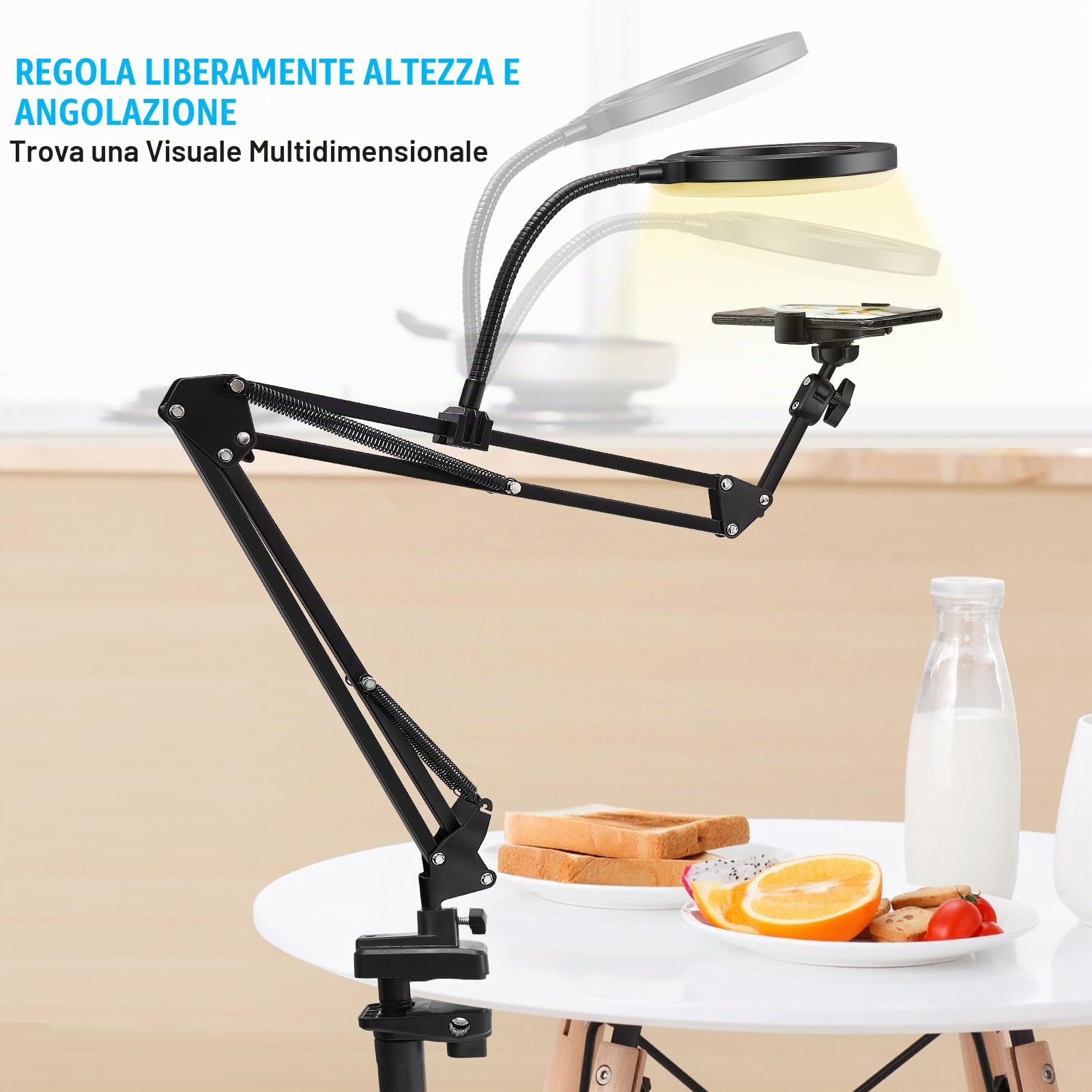 Led Luce Ad Anello Con Supporto Per Telefono,Supporto E Supporto Per Telefono,Scrivania Treppiede Regolabile,Scrivania Con 3 Colori 10 Luminosità Per Selfie (10'' Led Luce Ad Anello)