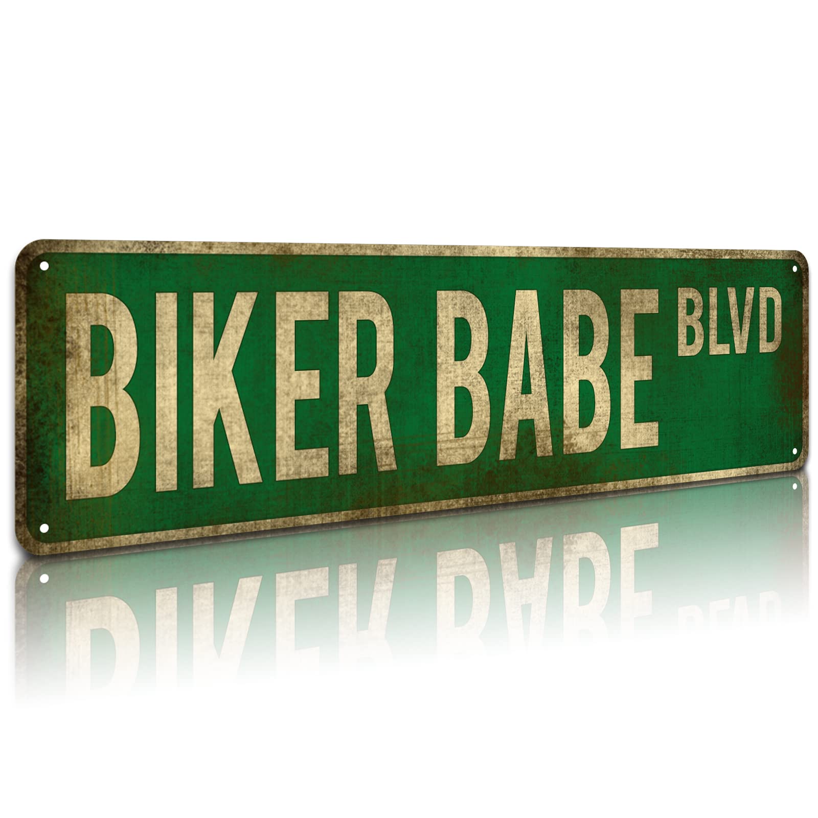 peiyeety Vintage Metal Tin Sign Biker Babe Boulevard Street Sign, Retro Wall Decor for Home, Bar, Garage, Cafe, Man Cave, Garage, Motorcycle Room, Rustic Wall Art for Indoor/Outdoor Decor, 4x16 Inch