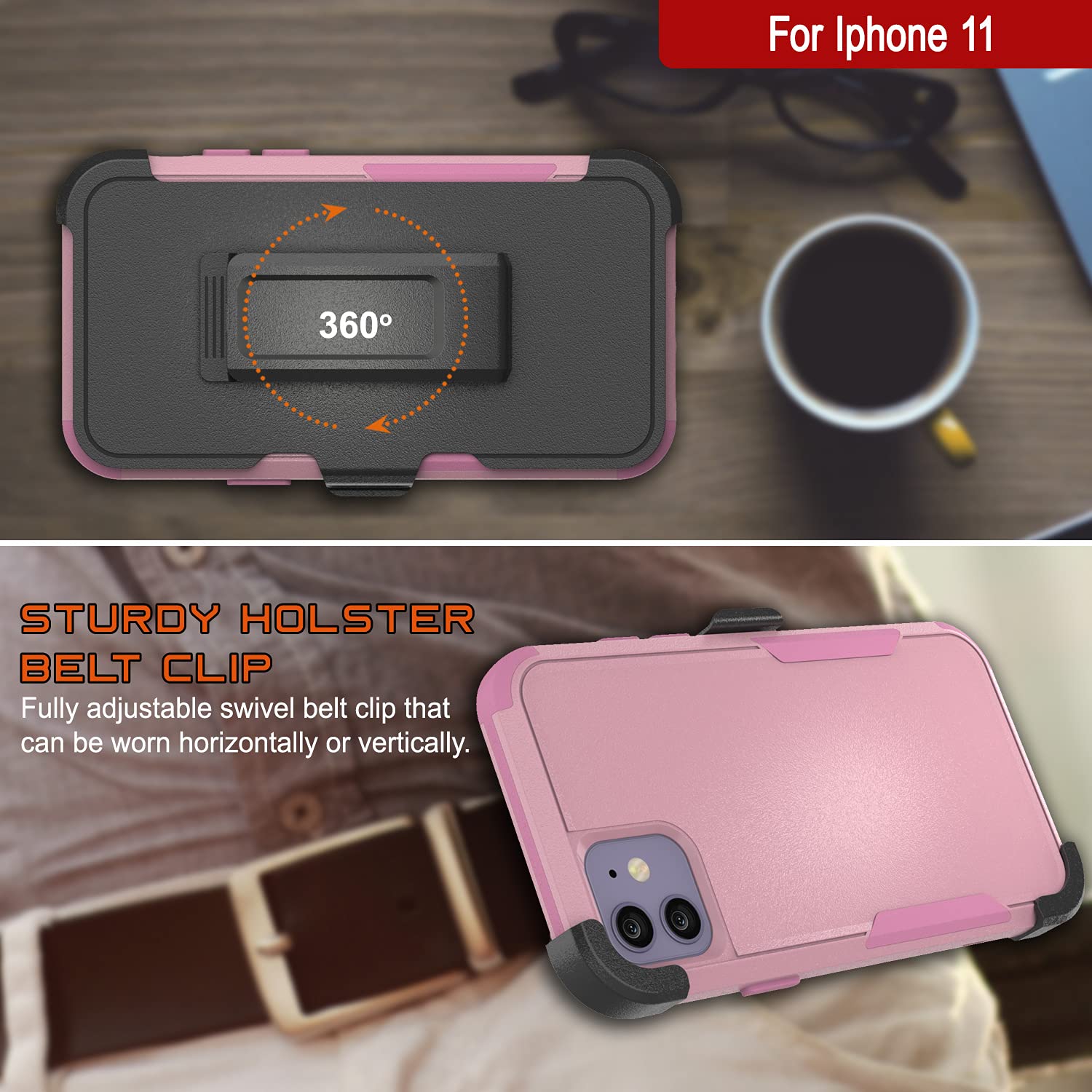 For IPhone 11 Belt Clip Multilayer Holster Case [Patron Series] [Black