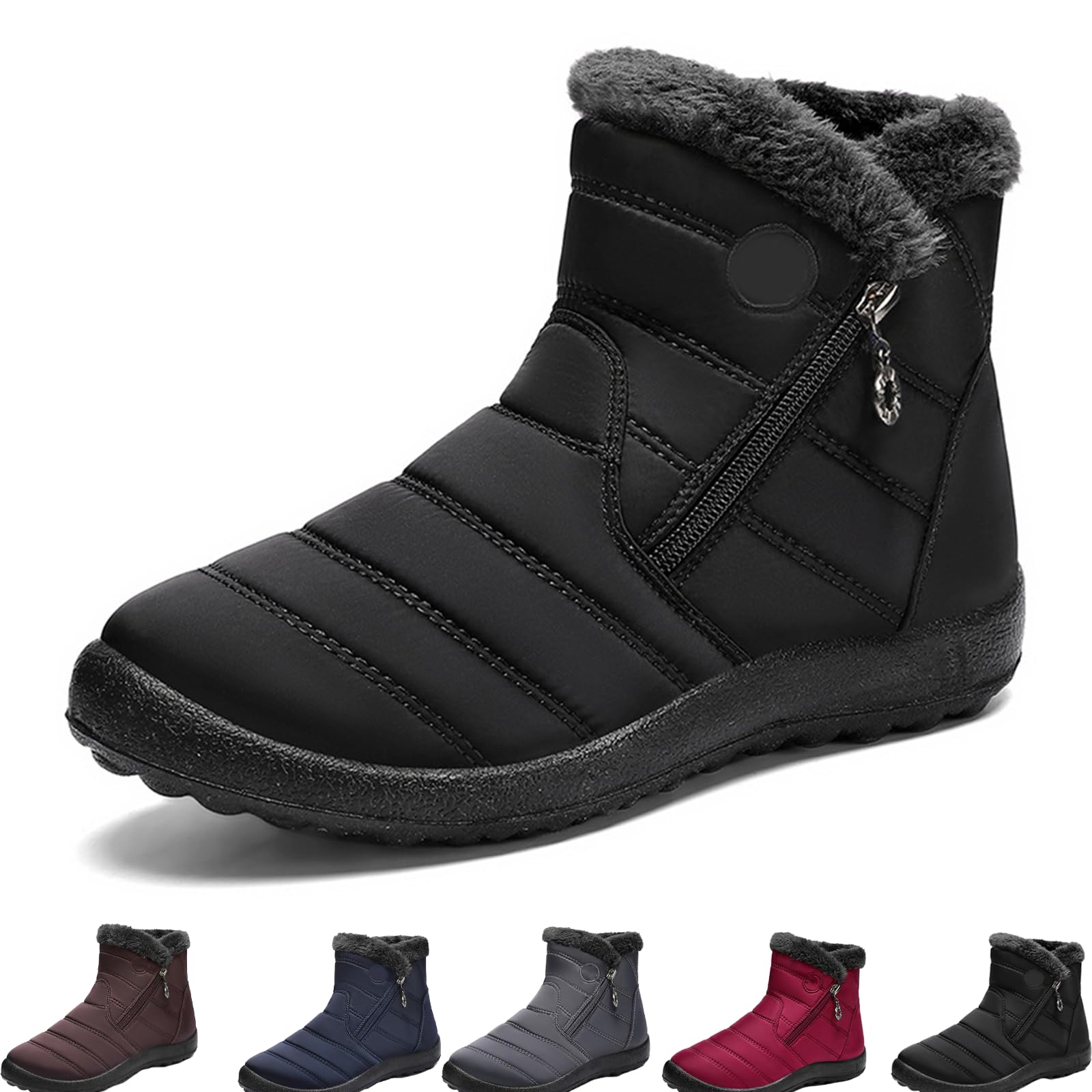 Snow Boots for Womens Fur Lined Winter Warm Waterproof Anti-Slip Orthopedic Shoes Ankle Sneakers