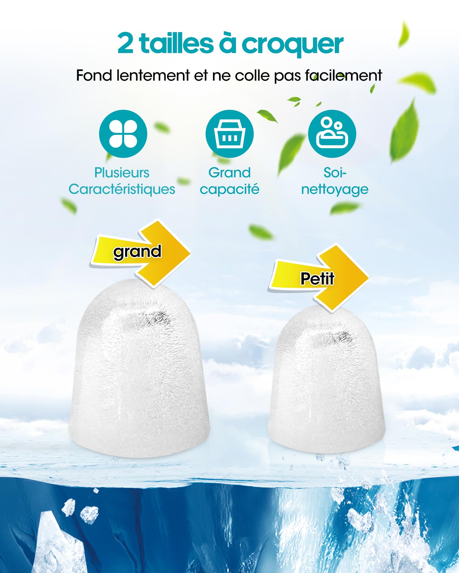 Máquina de hielo inteligente, 2 tamaños de hielo, máquina Wi-Fi, control por aplicación, autolimpiante, máquina de hielo, 15 kg en 24 horas, 9 cubitos de hielo en 6-10 minutos, encimera para