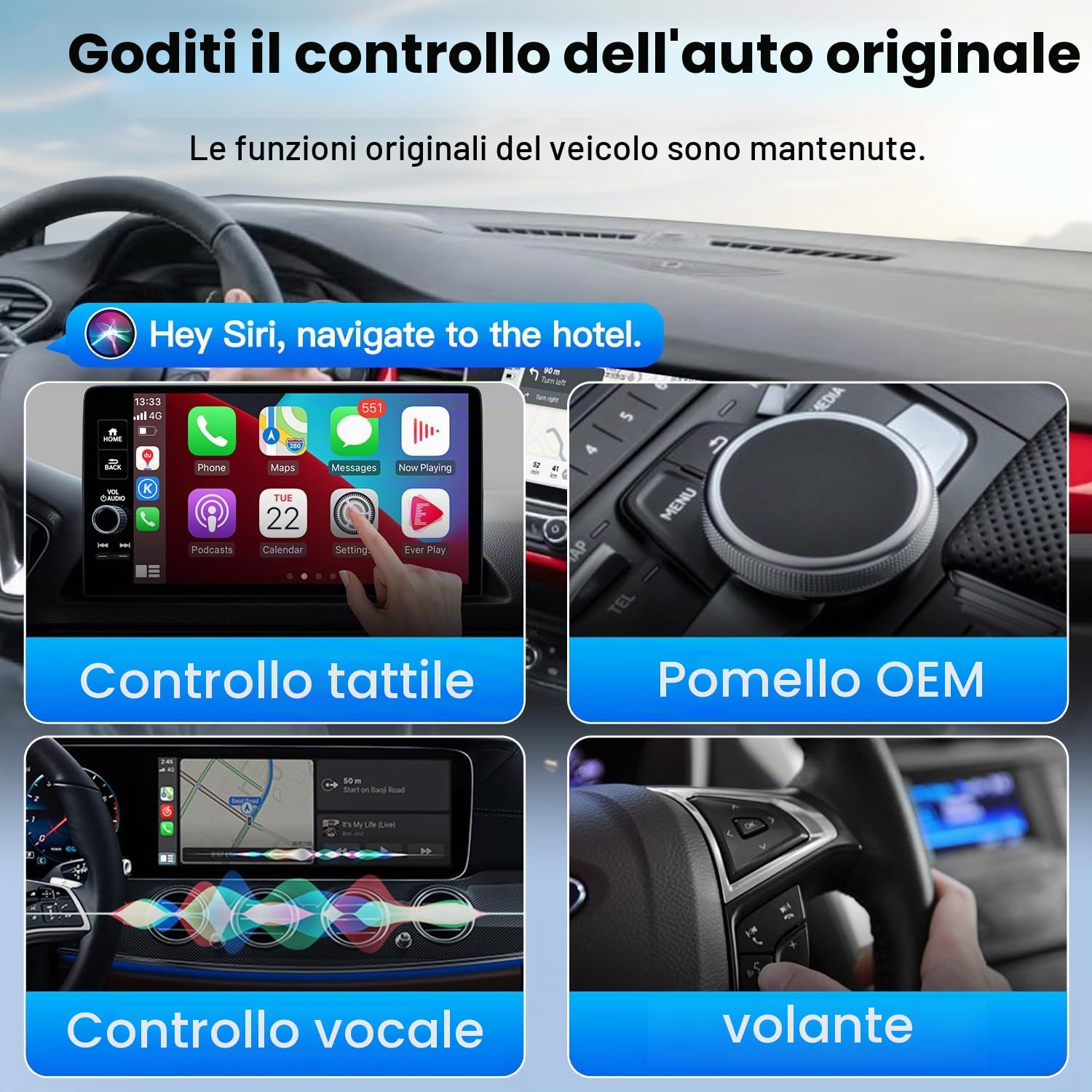 MMB CP-Ultra 2026 Adattatore Wireless CarPlay, 2-in-1 per iPhone e Android Auto, Wi-Fi 6 + Bluetooth 5.4, Converte CarPlay Cablato e Android Auto in Wireless CarPlay Adattatore Plug & Play per CarPlay