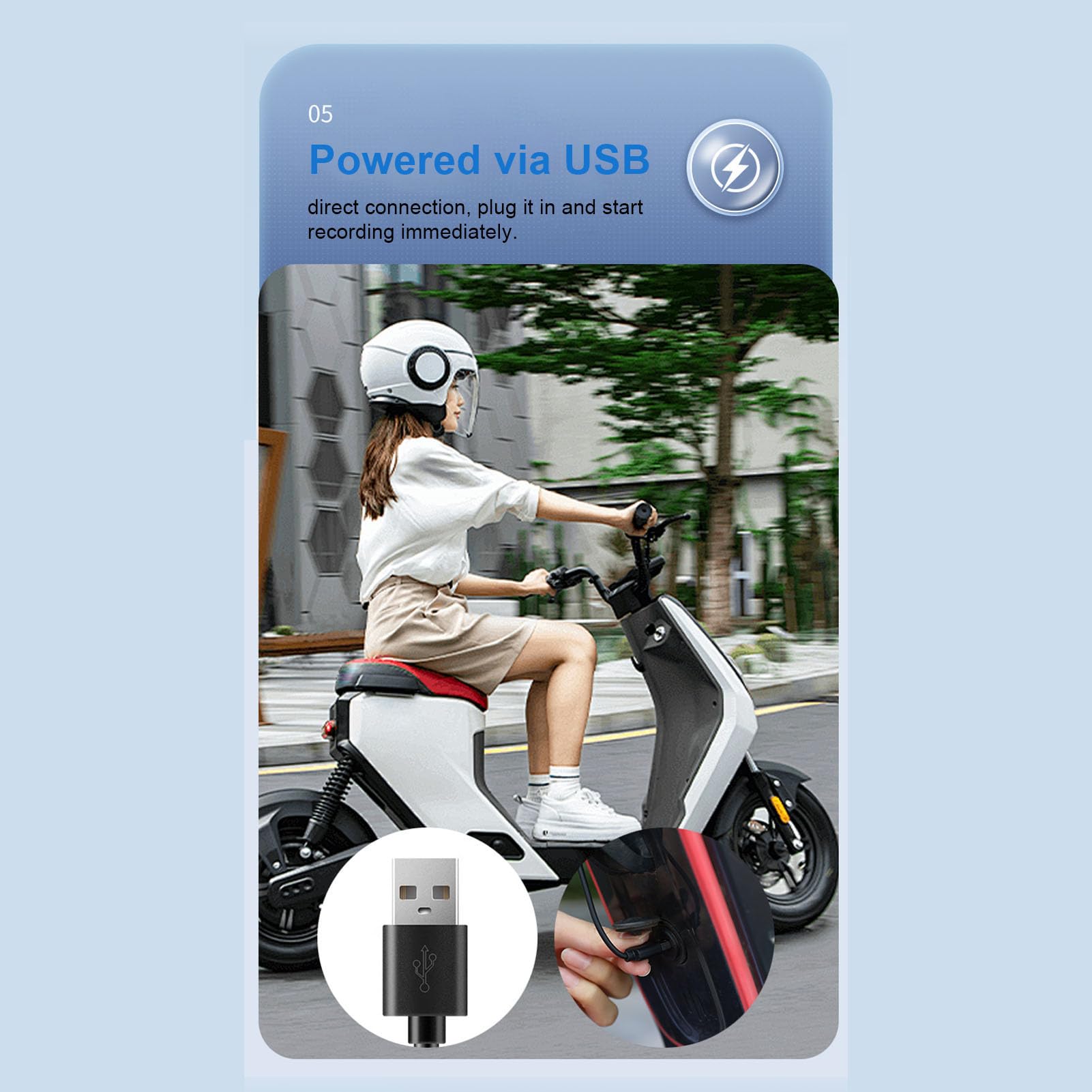 Tangxi Kamera Motocyklowa, IP67 Wodoodporna Pętla i Nagrywanie Awaryjne WiFi Anti Shake Nagrywanie w Pętli Kamera Rowerowa USB do Montażu na Kierownicy, do Różnych Rowerów Szosowych i
