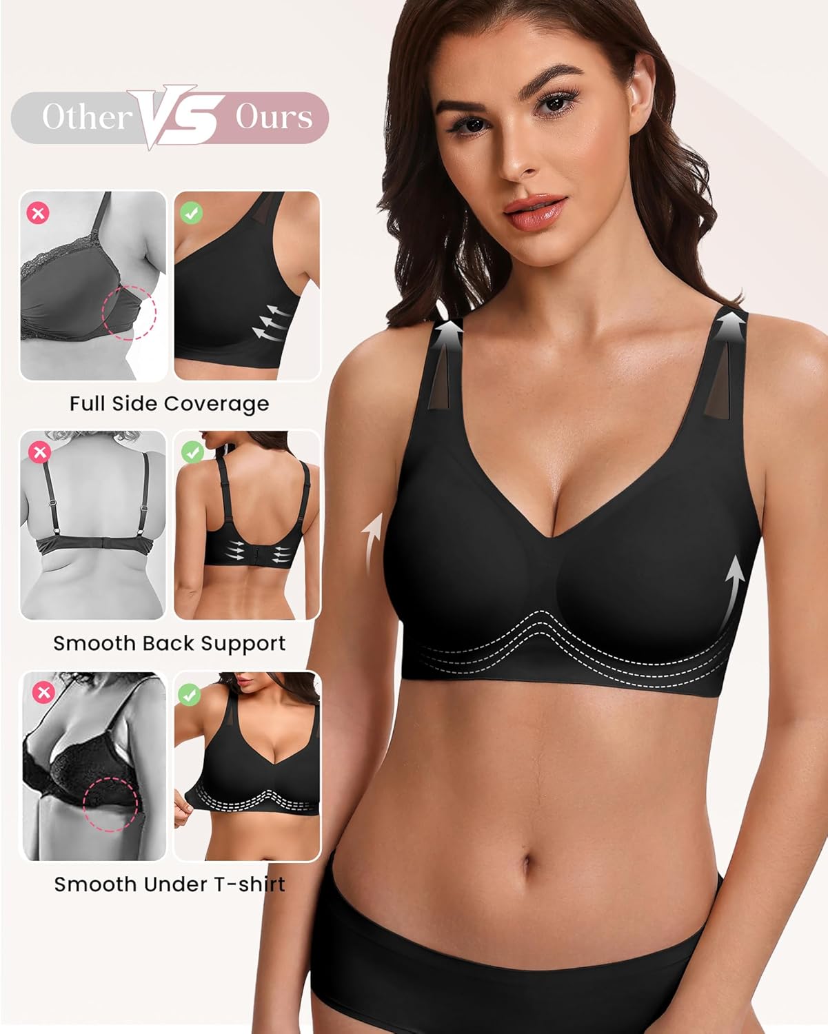 Avidlove Womens No Underwire Bras Full Coverage Wireless Bra Seamless Mesh Push Up Bralette Comfortable - Image 5