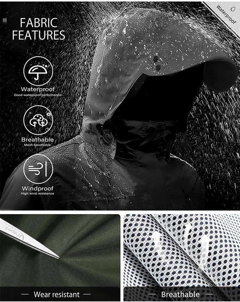 iCreek Rain Suit Waterproof Jacket with Pants 2 Pieces Breathable Lightweight Packable Raincoat with Hooded Rain Gear Unisex - Image 3