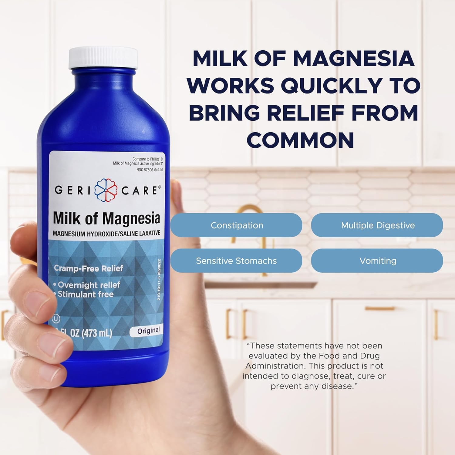 GeriCare Milk of Magnesia, Magnesium Hydroxide 1200mg | Original Flavor | Constipation Relief | Cramp-Free, Saline Laxative |16 Fl Oz (Pack of 1) — Amazon image 4