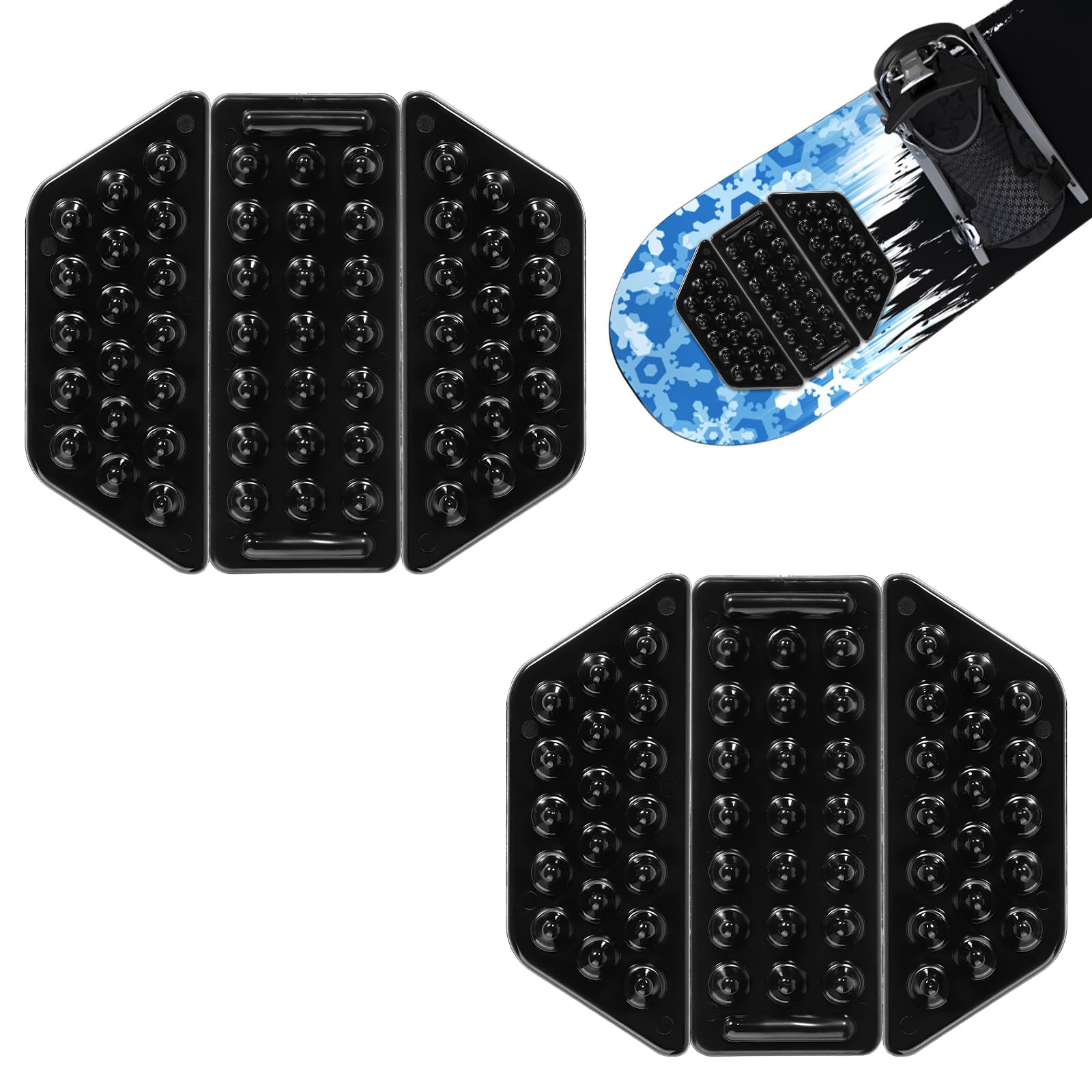 6pcs Stomp Pad Snowboard, Le Patin de Snowboard Noir Offre Une Adhérence Supplémentaire pour Le Snowboard Antidérapant Et Auto-Adhésif Accessoires de Ski d'hiver