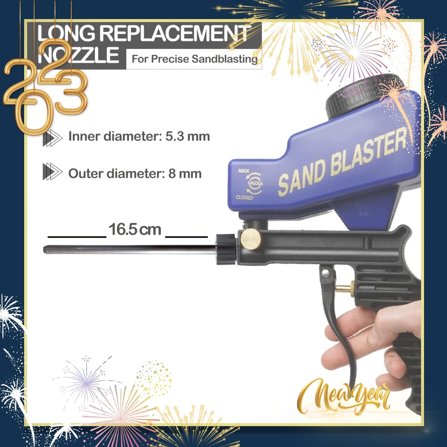 LE LEMATEC Sand Blaster Gun Kit, Long Nozzle and Desiccant Filter Bundle