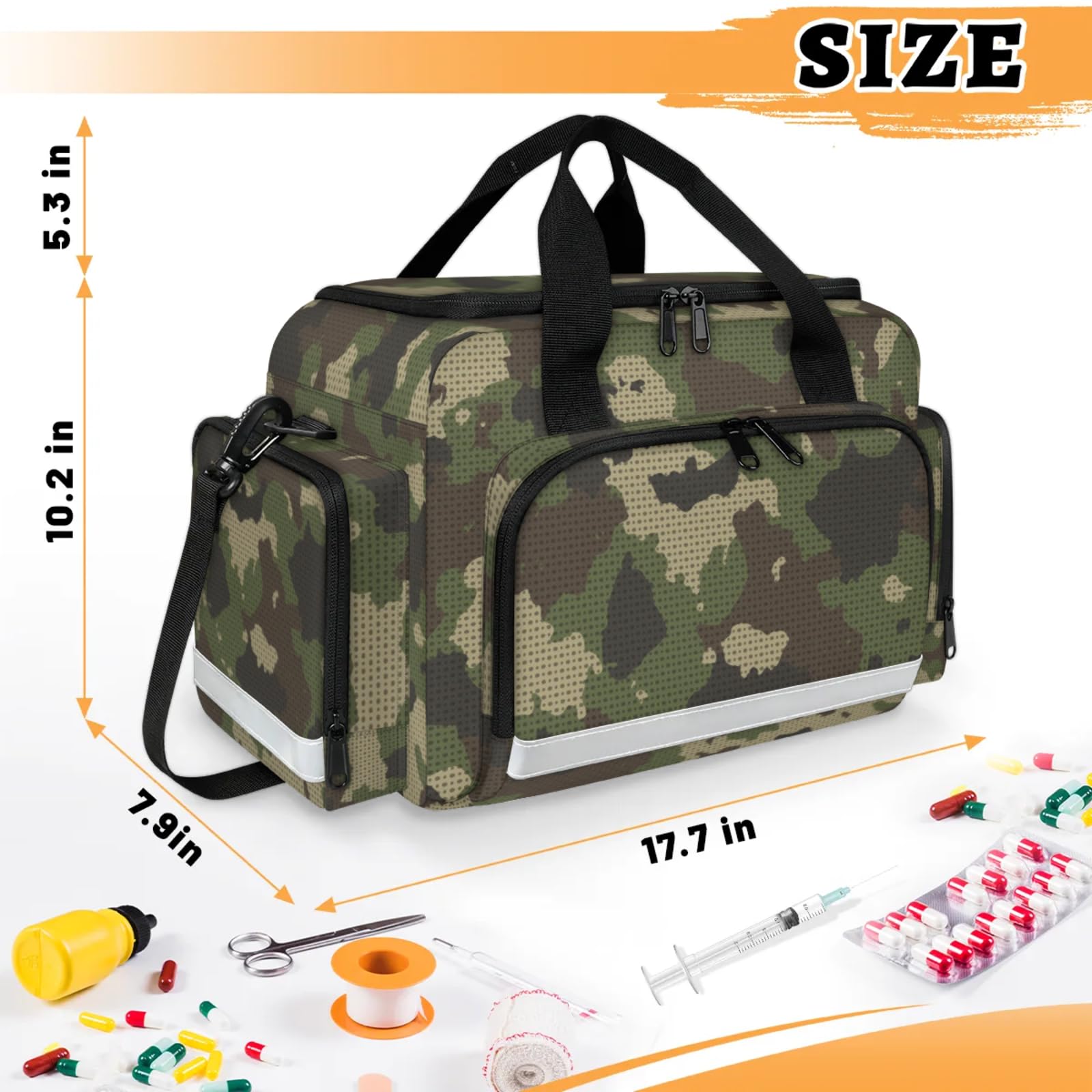 GzLeyigou First Aid Bags Empty, Camouflage Pattern Emergency Bag First Aid Kit Multiple Compartment Kit Carrier On Call Trauma Bag For Paramedics Emergency Medical Supplies Kit