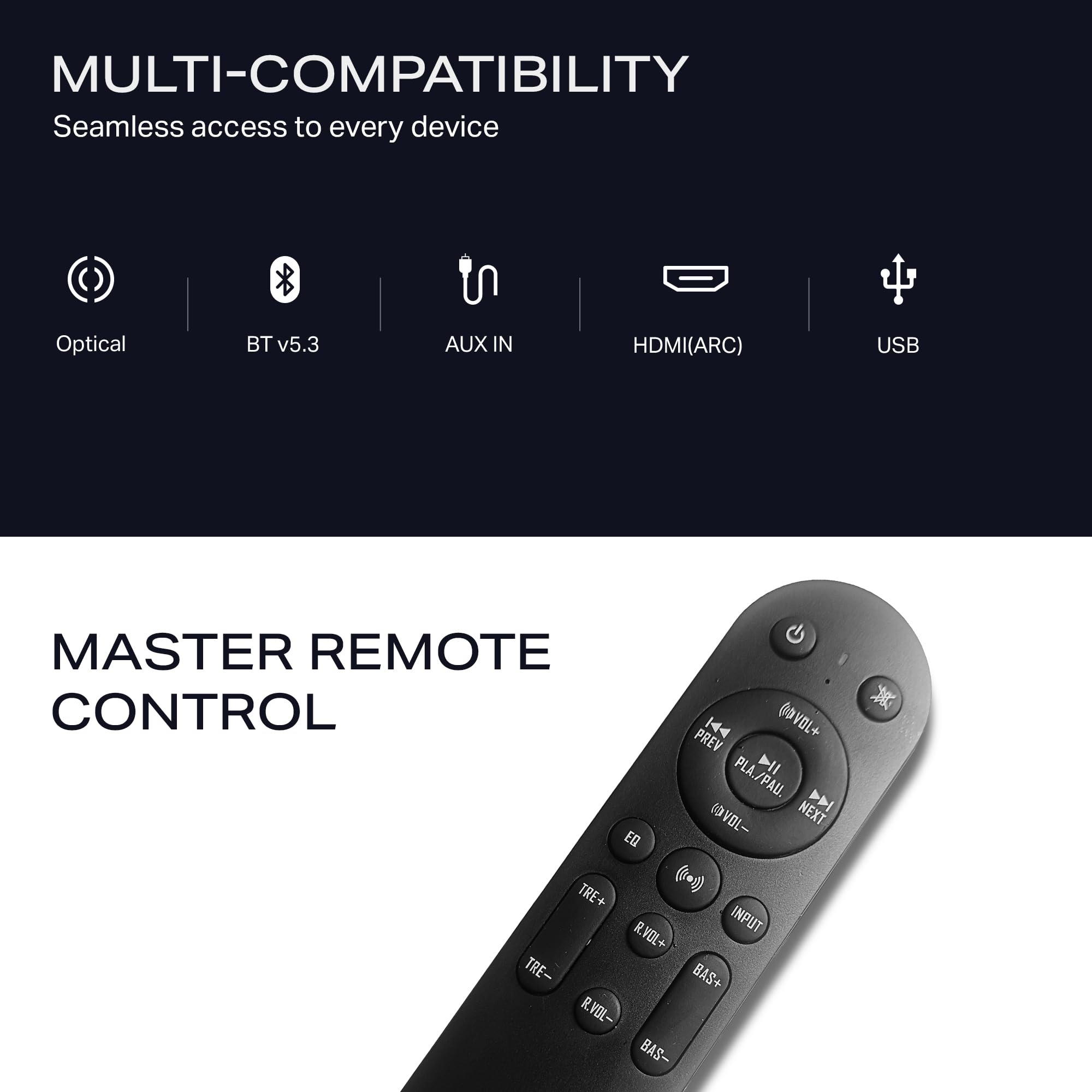 boAt Aavante Prime 5.1 5000D, Cinematic Dolby Audio, 500W Signature Sound, 5.1-CH, Multiple Ports, EQ Modes & Remote, Bluetooth Sound bar, Home Theatre Soundbar Speaker (Premium Black) — Amazon image 7