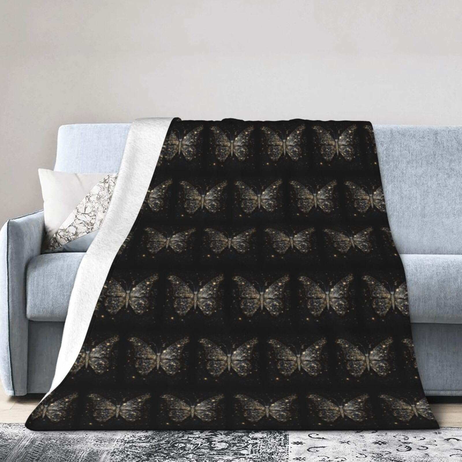 Couverture personnalisée flanelle papillon 203x152 cm pour lit