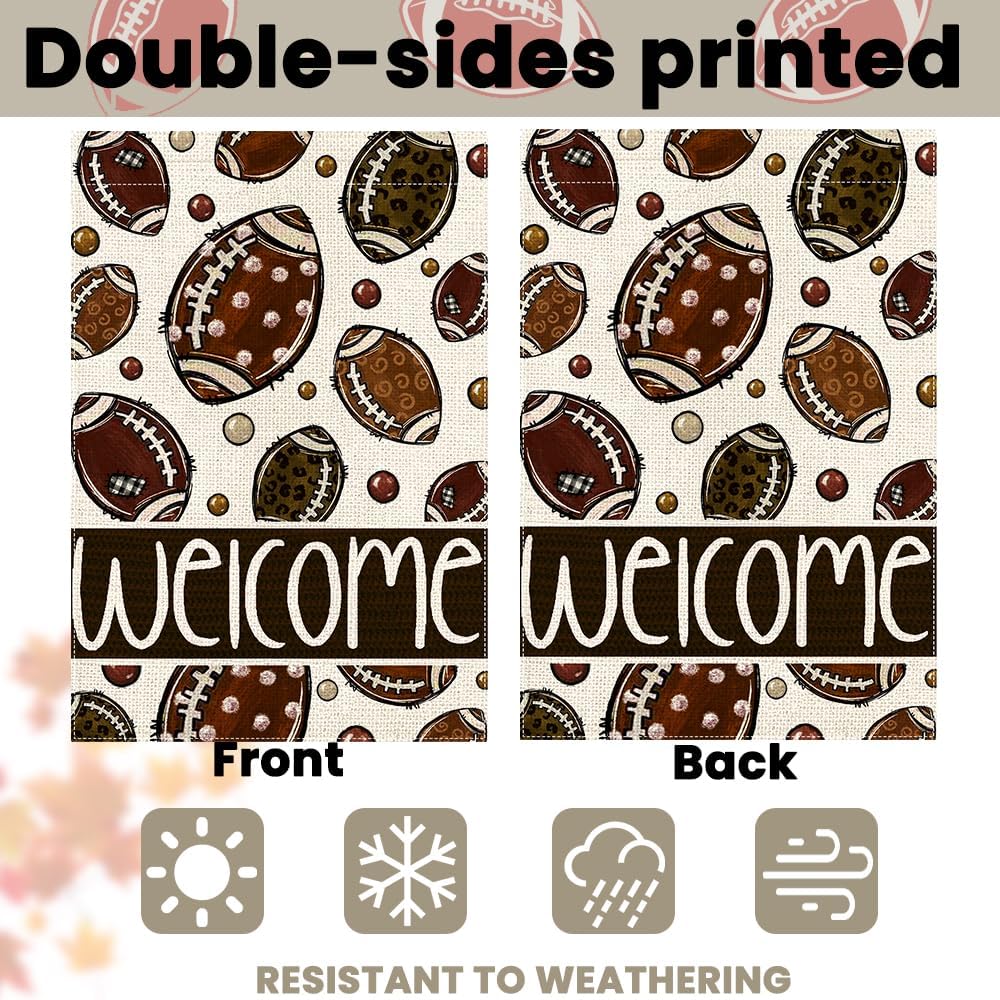 Fall Decor Football Garden Flag 12x18 Double-Sided for Outside, Welcome Autumn Soccer Polka Dot Decor Small Burlap Yard Flag Thanksgiving Harvest Seasonal Home Decorations Outdoor Farmhouse - Image 7