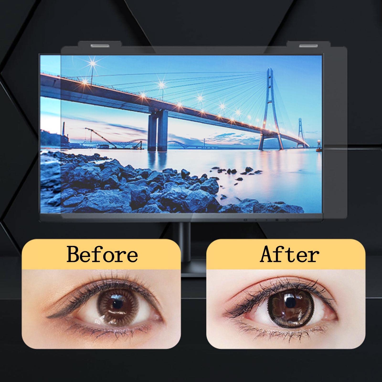 LIGUOYI Colgando Filtro De Privacidad para Portátiles, Ordenador Monitor Protector De Pantalla Antis Luz Azul, Antis UV, Antimicrobiano, Antis-Reflejos, Filtro De Pantalla Desmontable