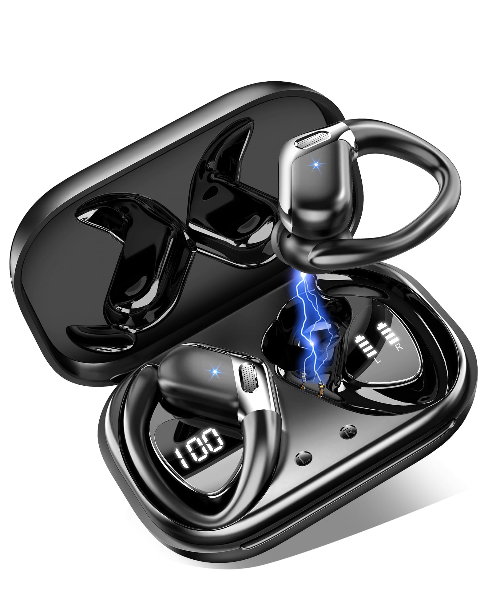 Cuffie Bluetooth Sport, Auricolari Bluetooth 5.4 HiFi Stereo, 50 Ore Cuffie Wireless Cancellazione Rumore Mics, Cuffiette Bluetooth Ricarica Rapida USB-C, Auricolare IP7 Impermeabil Palestra Correre